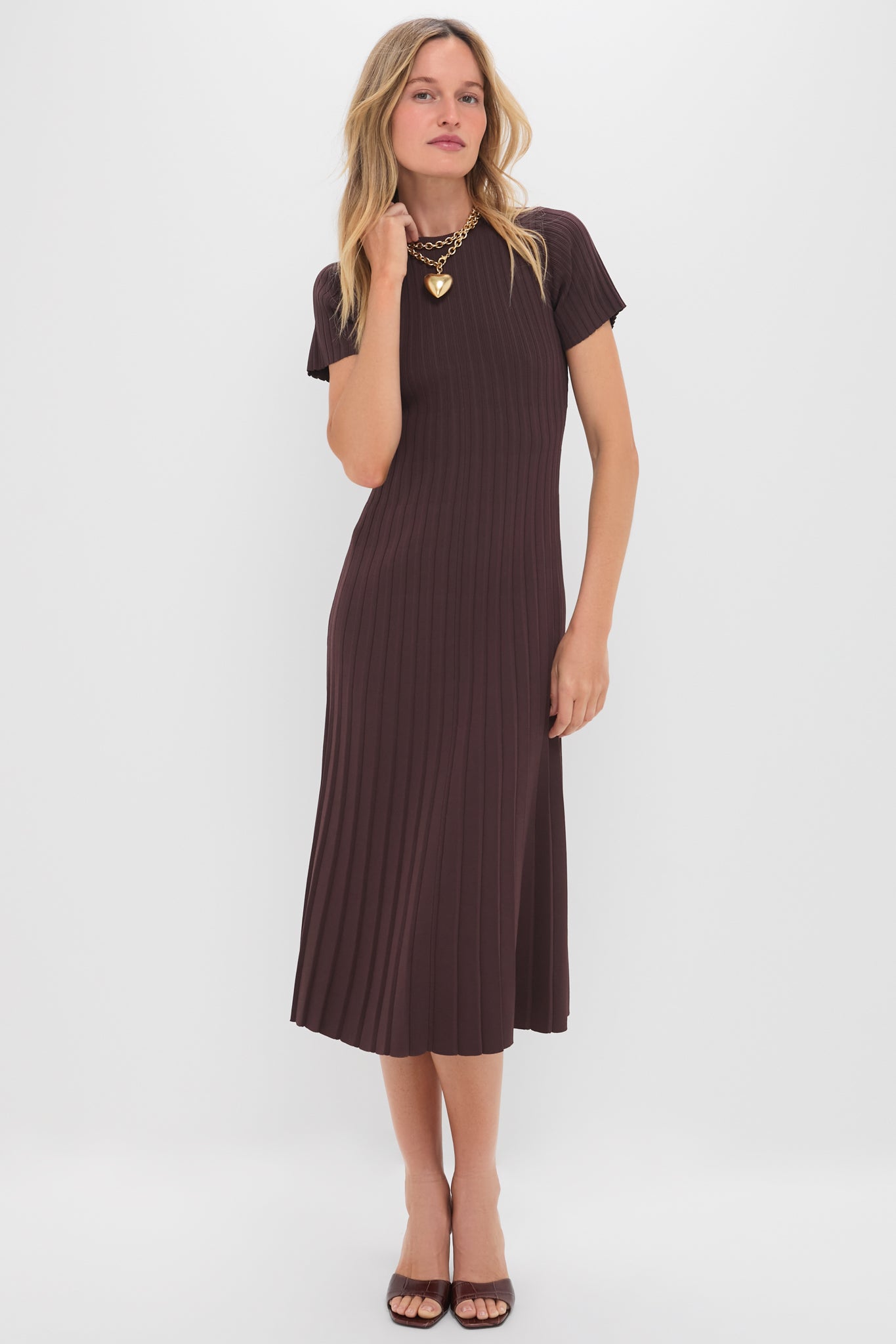 Chocolate Knit Murphy Swing Midi Dress-Get Girly