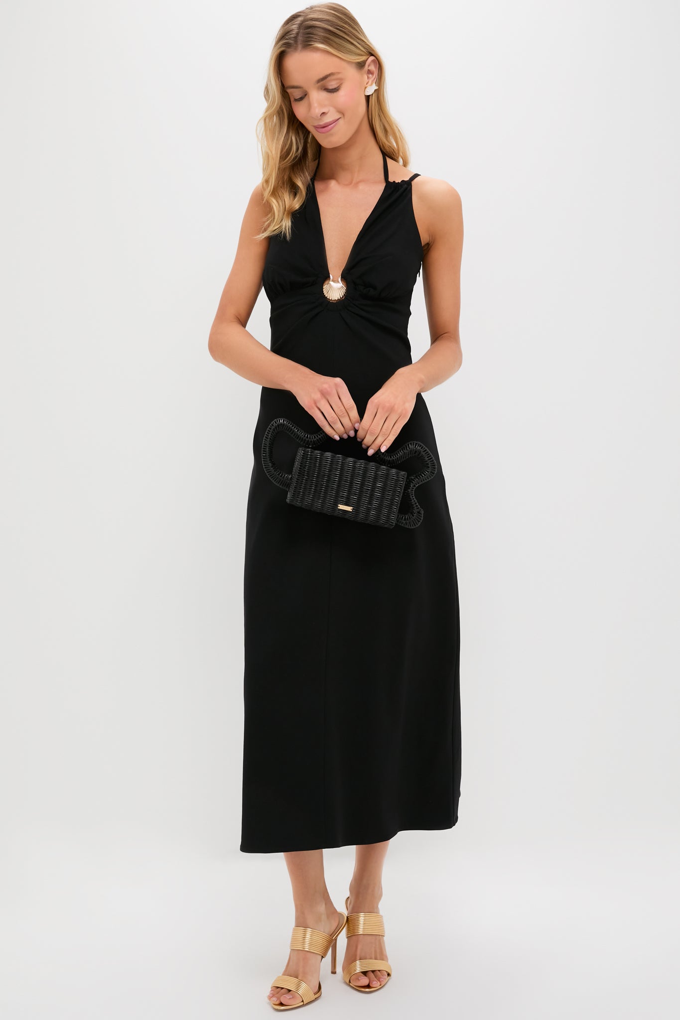 Black Seashell Dionis Midi Dress-Get Girly