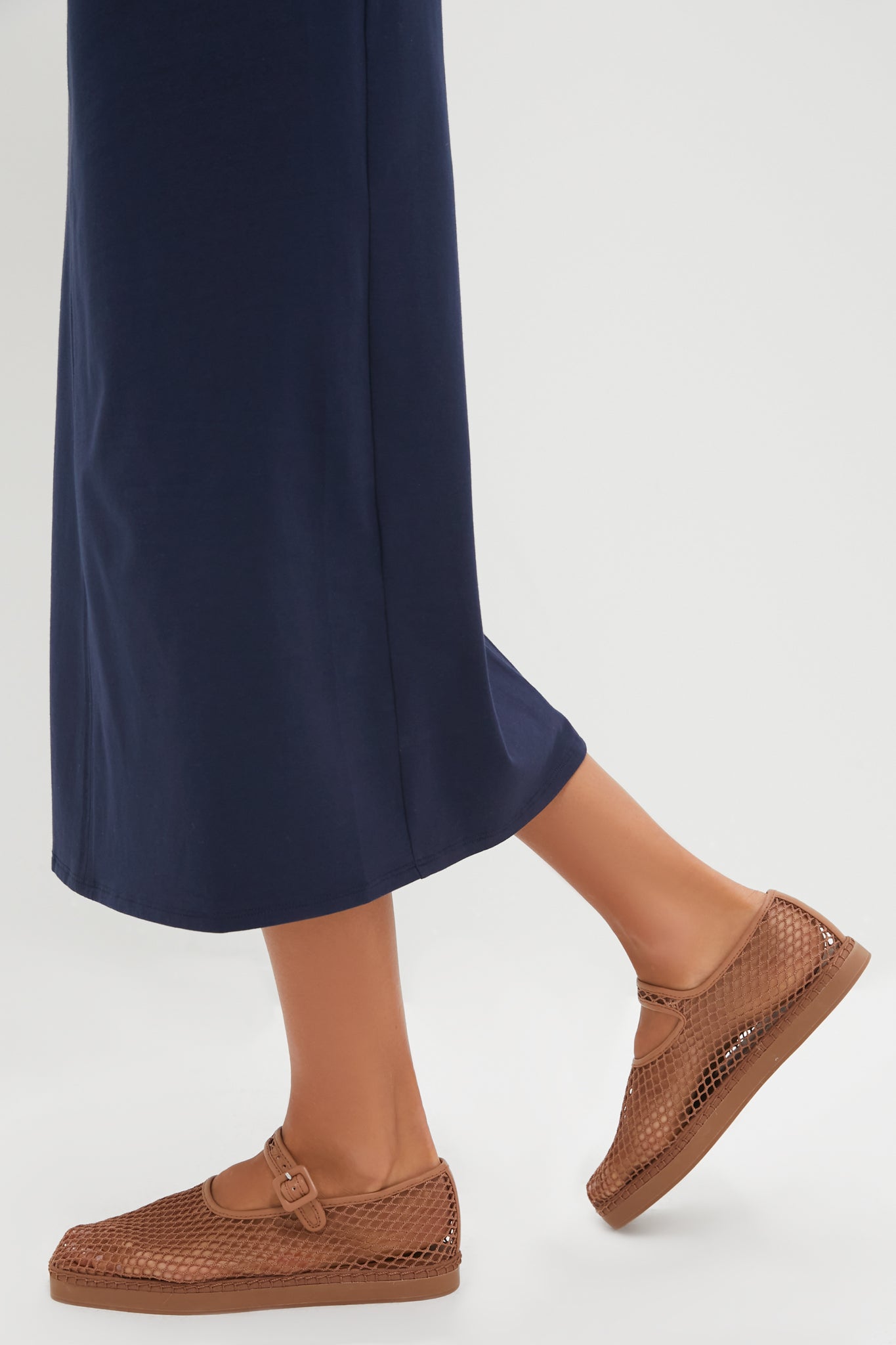 Brown Netted Mesh Rita Mary Janes-Get Girly