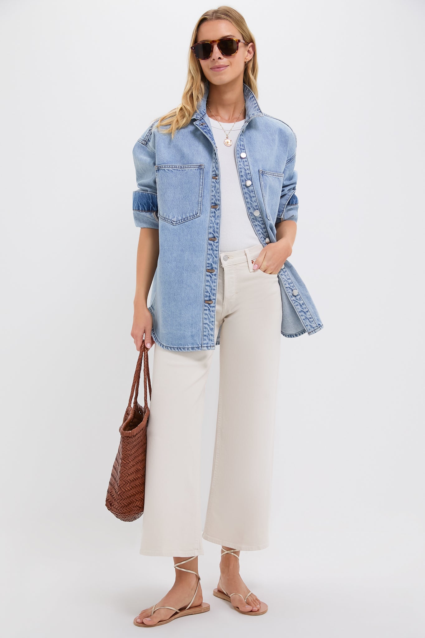 90s Blue Organic Denim Overshirt-Get Girly