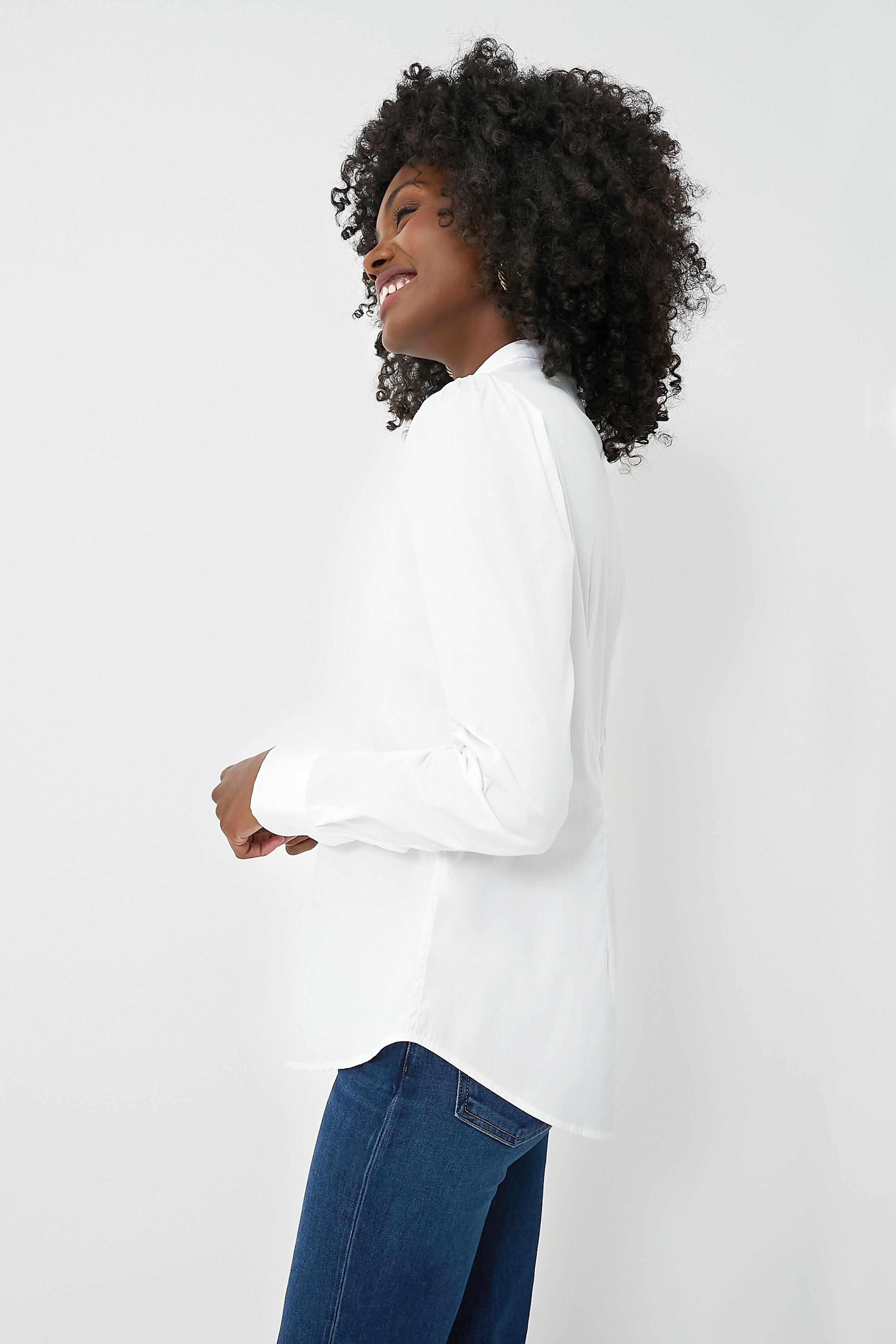 White Puffed Shoulder Shirt-Get Girly