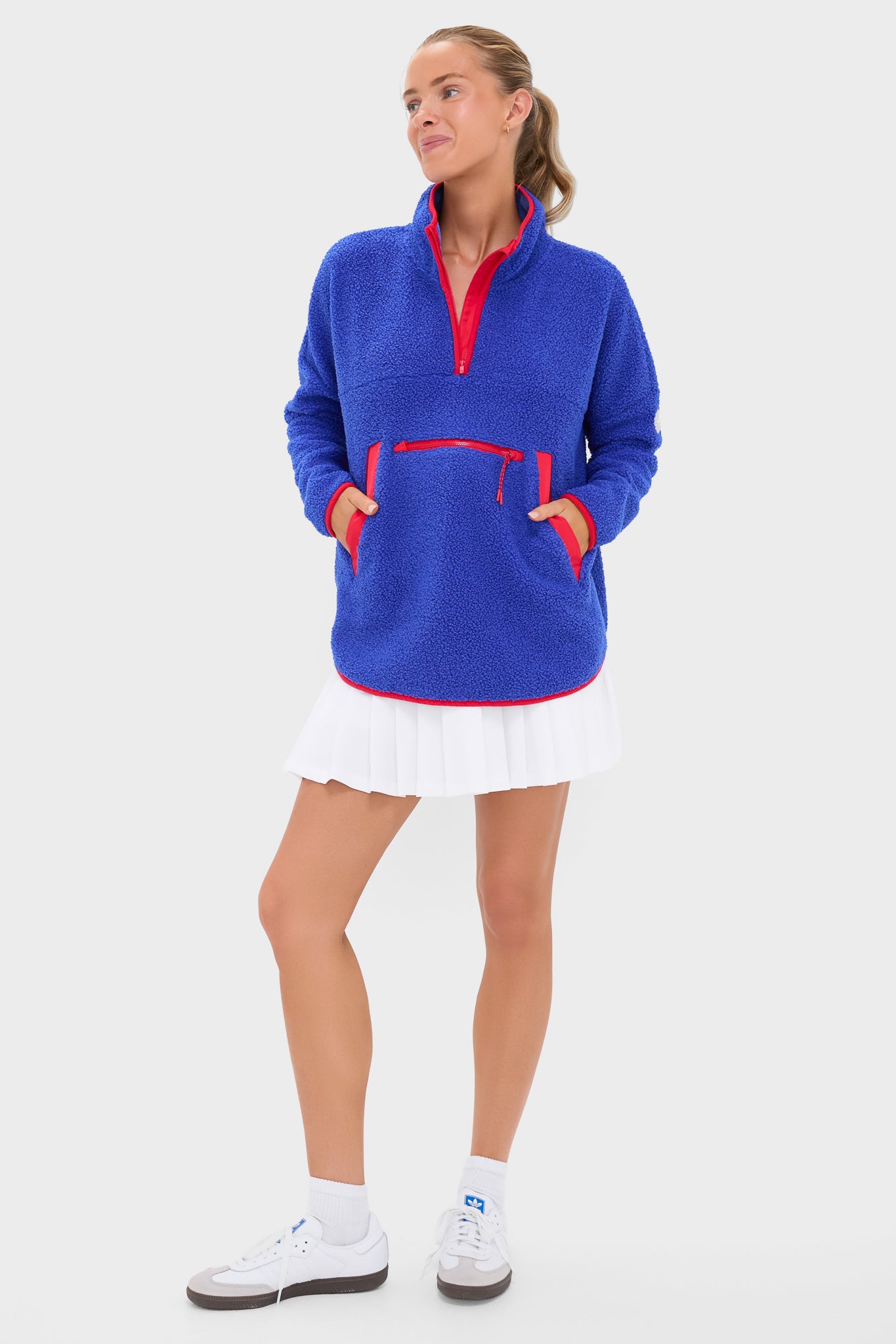 Blue and Red Fleece Cady Quarter Zip-Get Girly