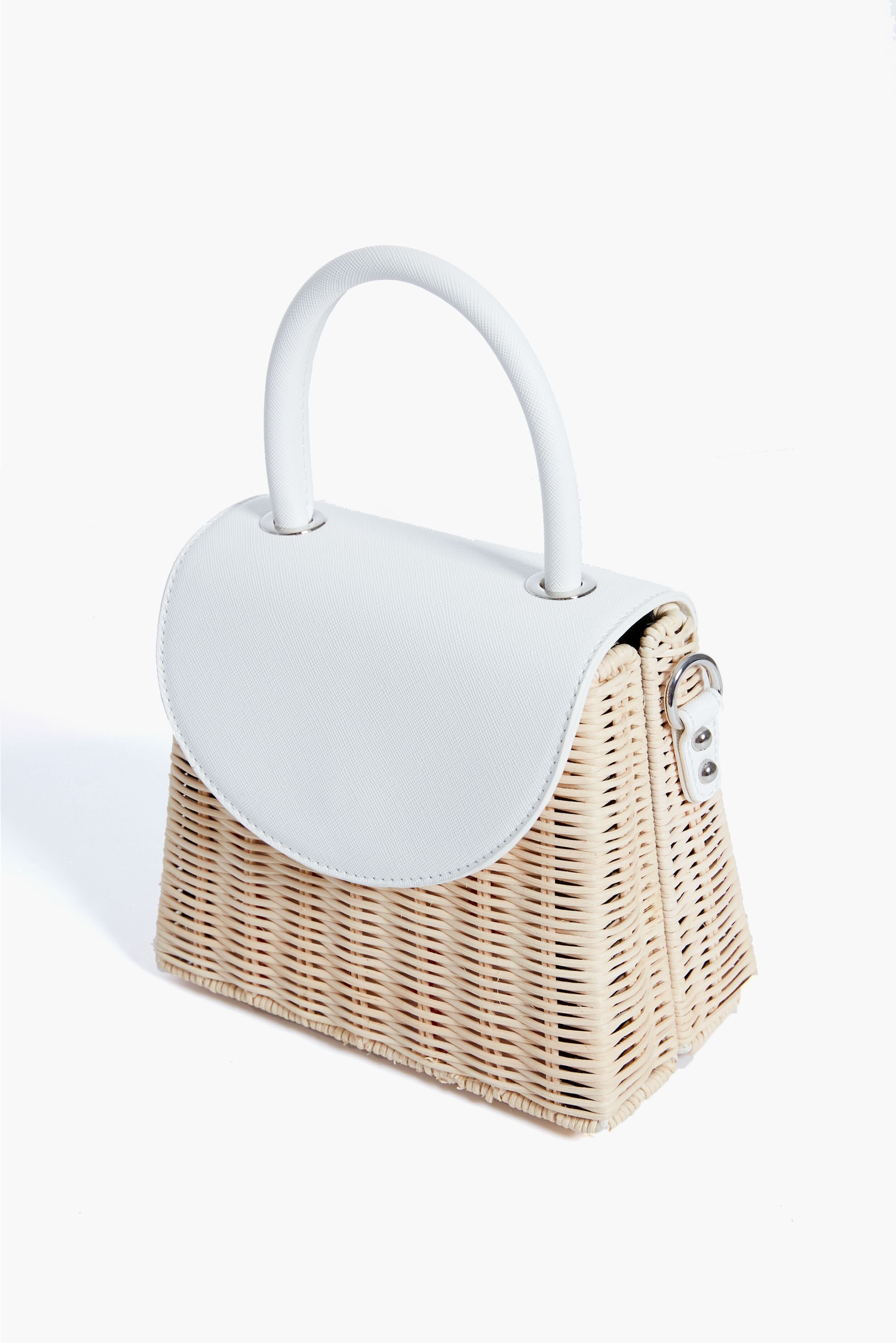 White Donna Wicker Top Handle-Get Girly