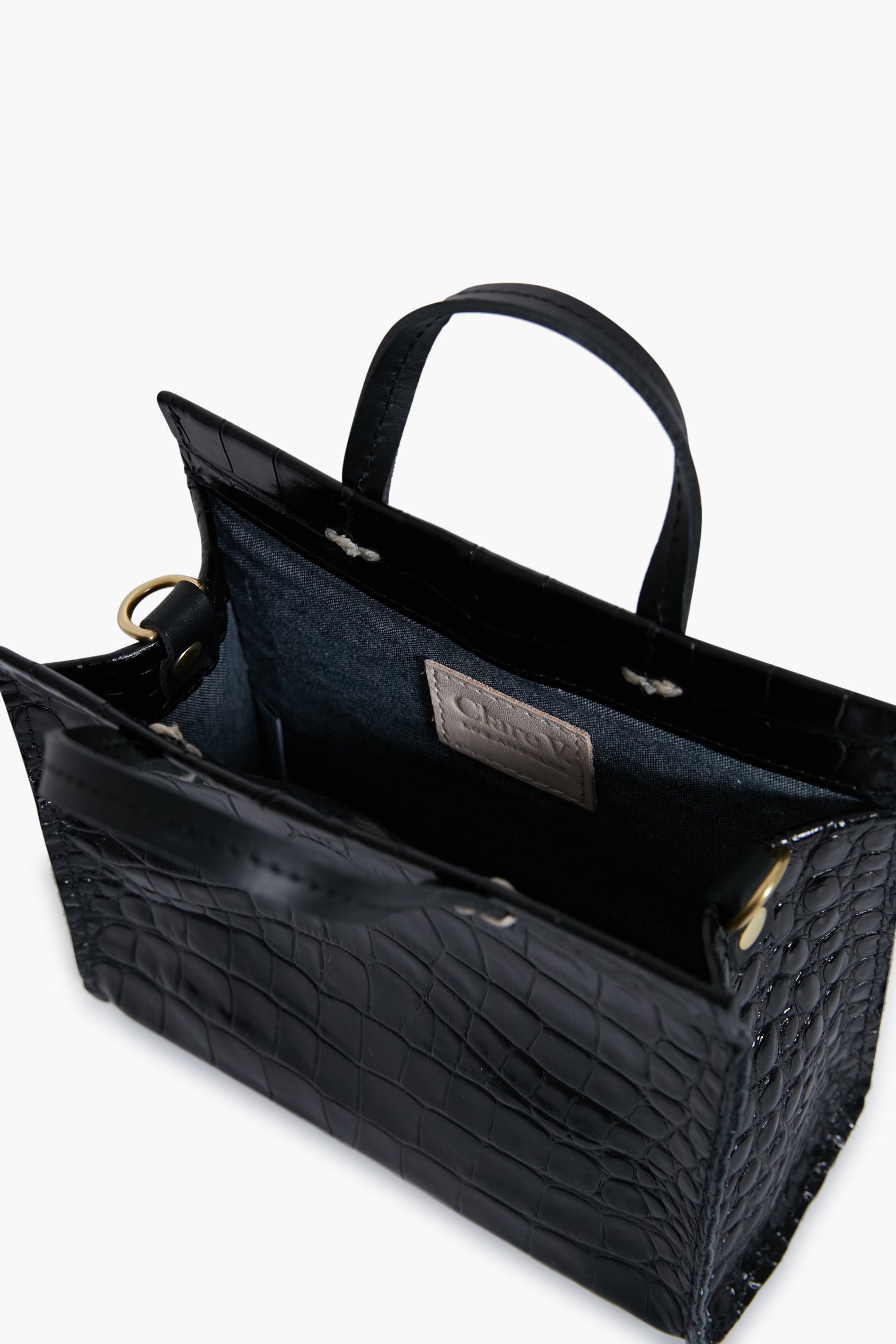 Black Croco Simple Tote Bebe-Get Girly