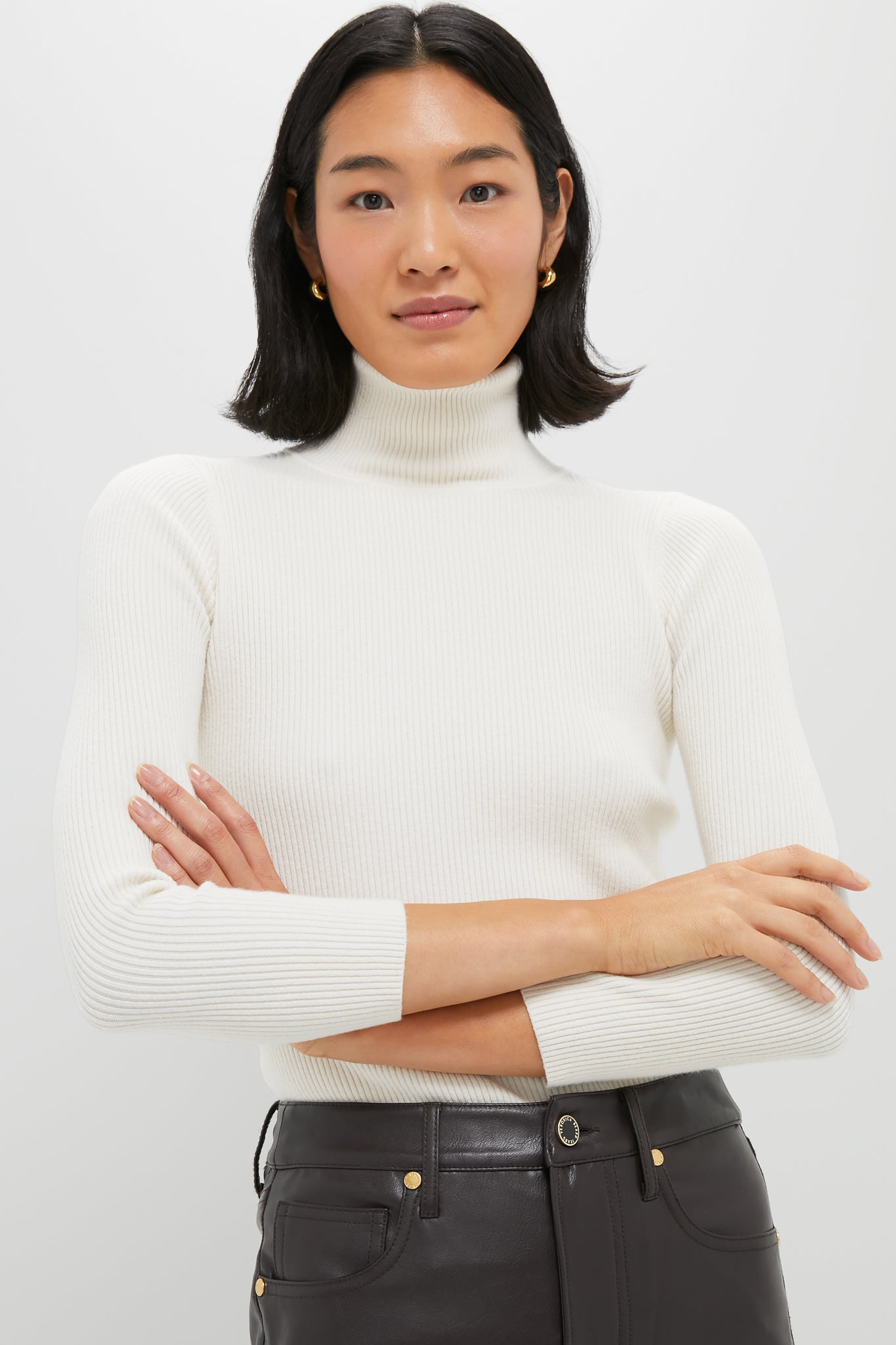 Winter White Arlo Ribbed Turtleneck-Get Girly