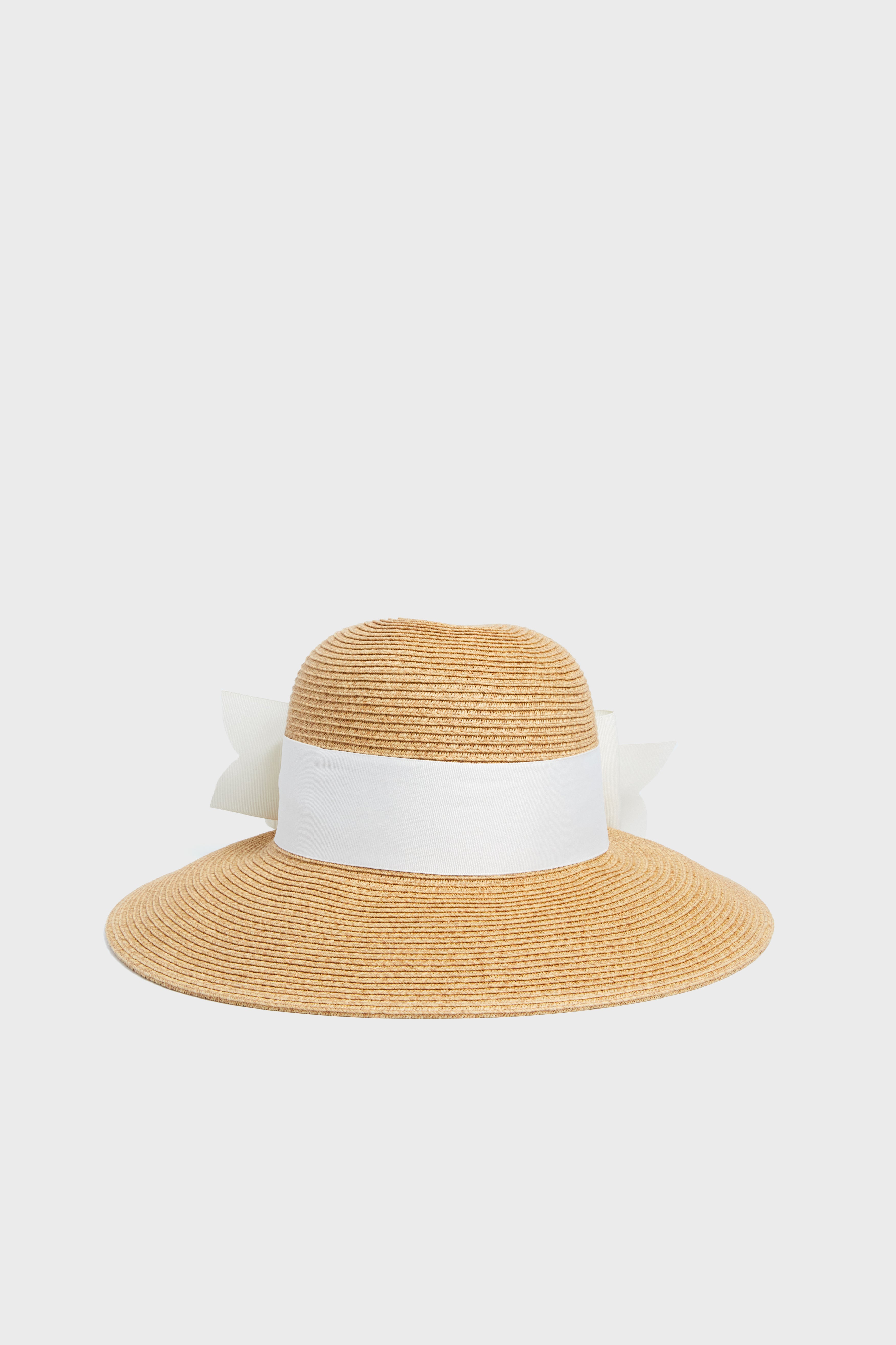 Exclusive Cream Packable Wide Bow Sunhat-Get Girly