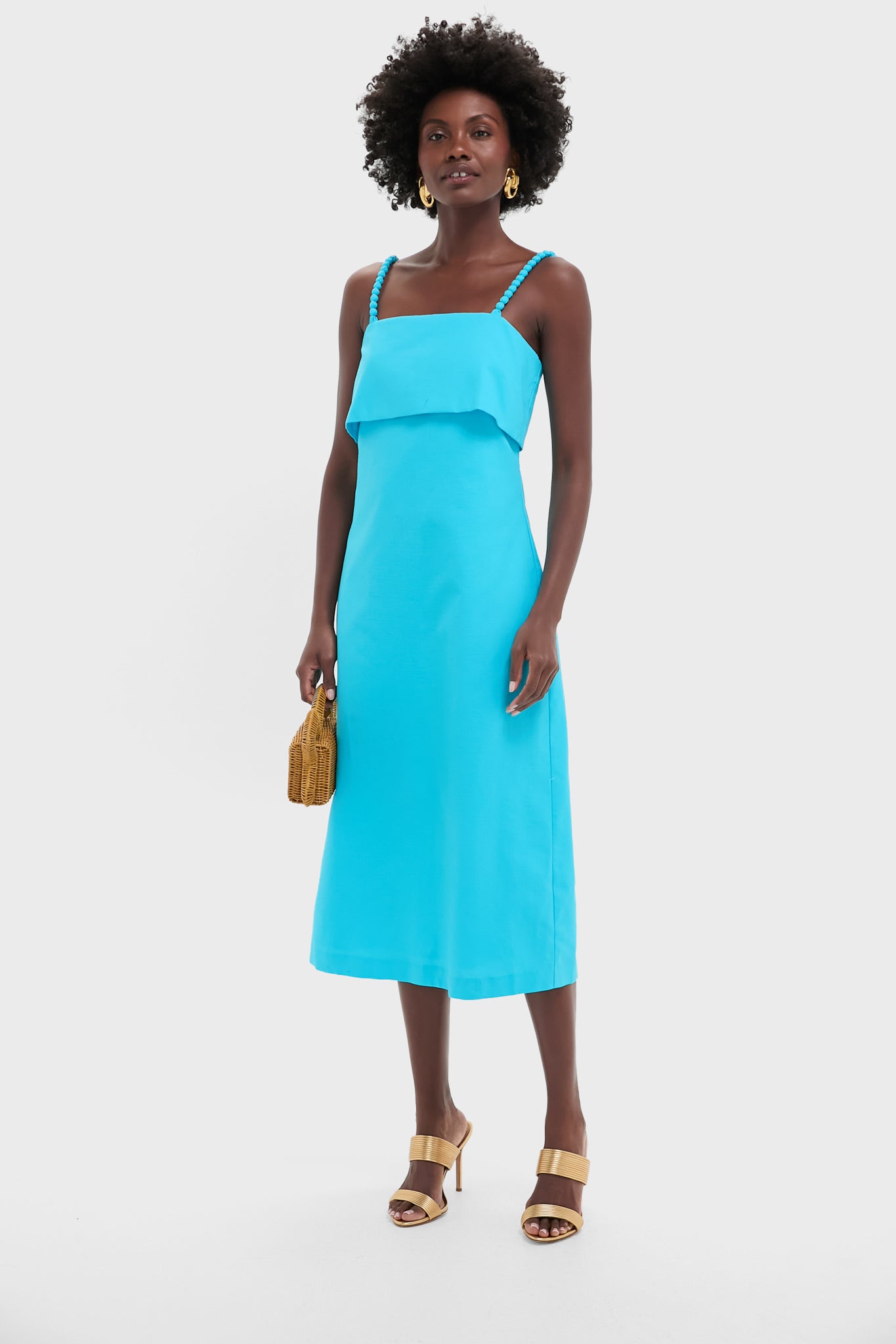 Aqua Linen Azura Midi Dress-Get Girly