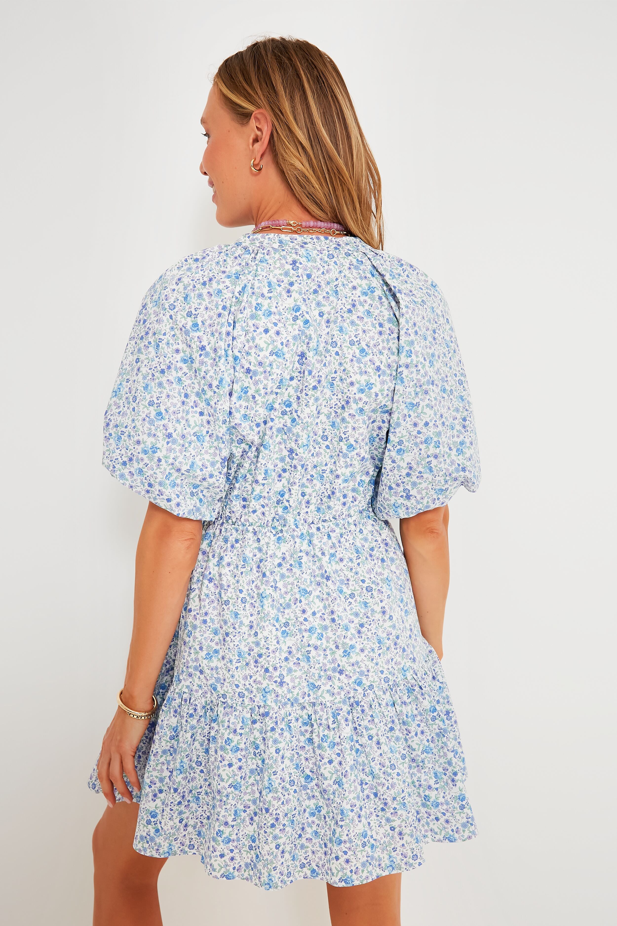 Blue Ditsy Floral Loren Mini Dress-Get Girly