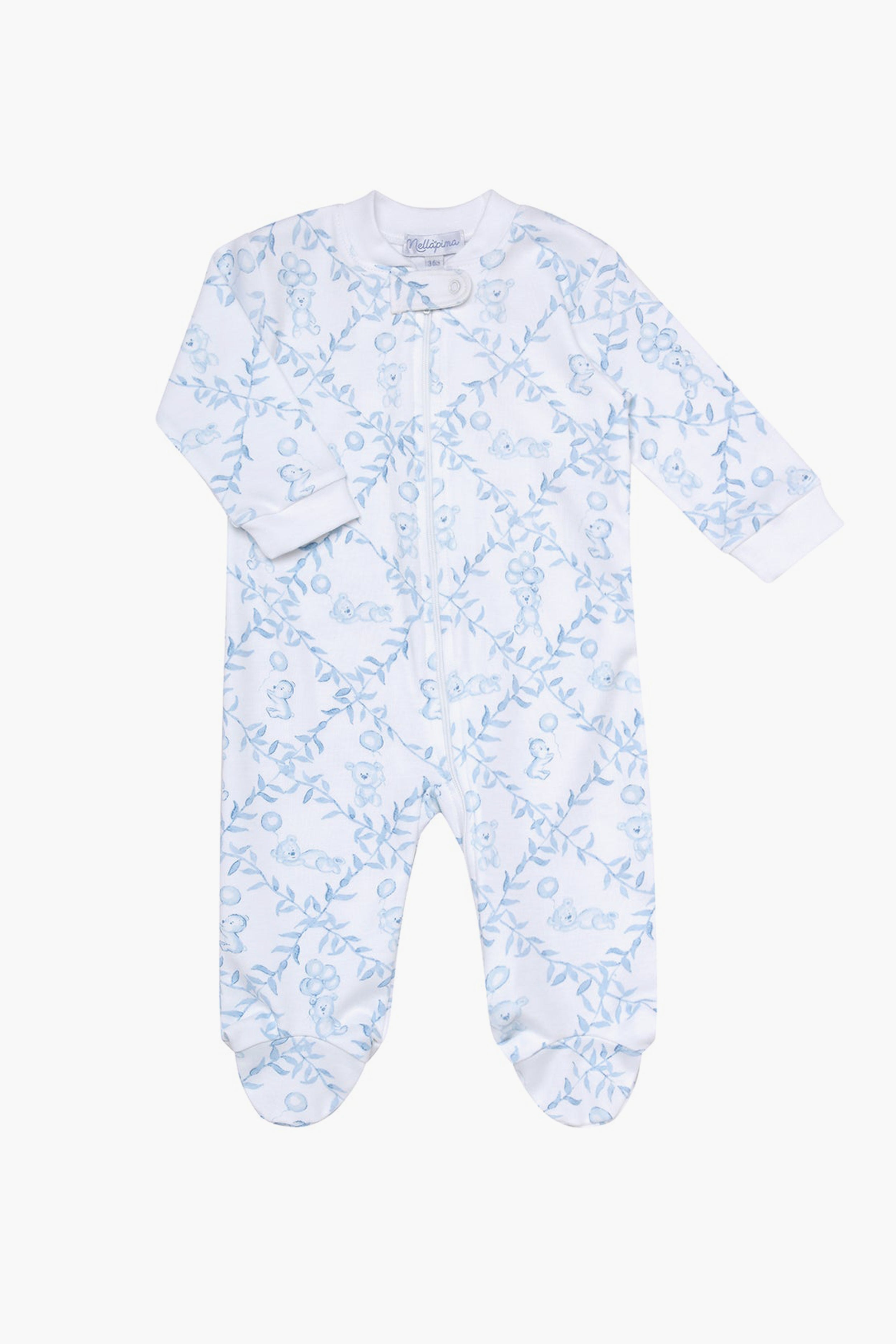 Blue Bears Trellace Zipper Footie-Get Girly