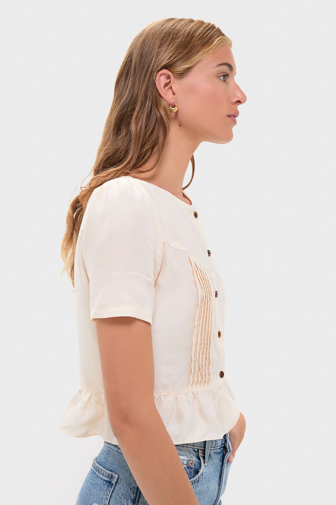 Arctic Wolf Short Sleeve Pintuck Top-Get Girly