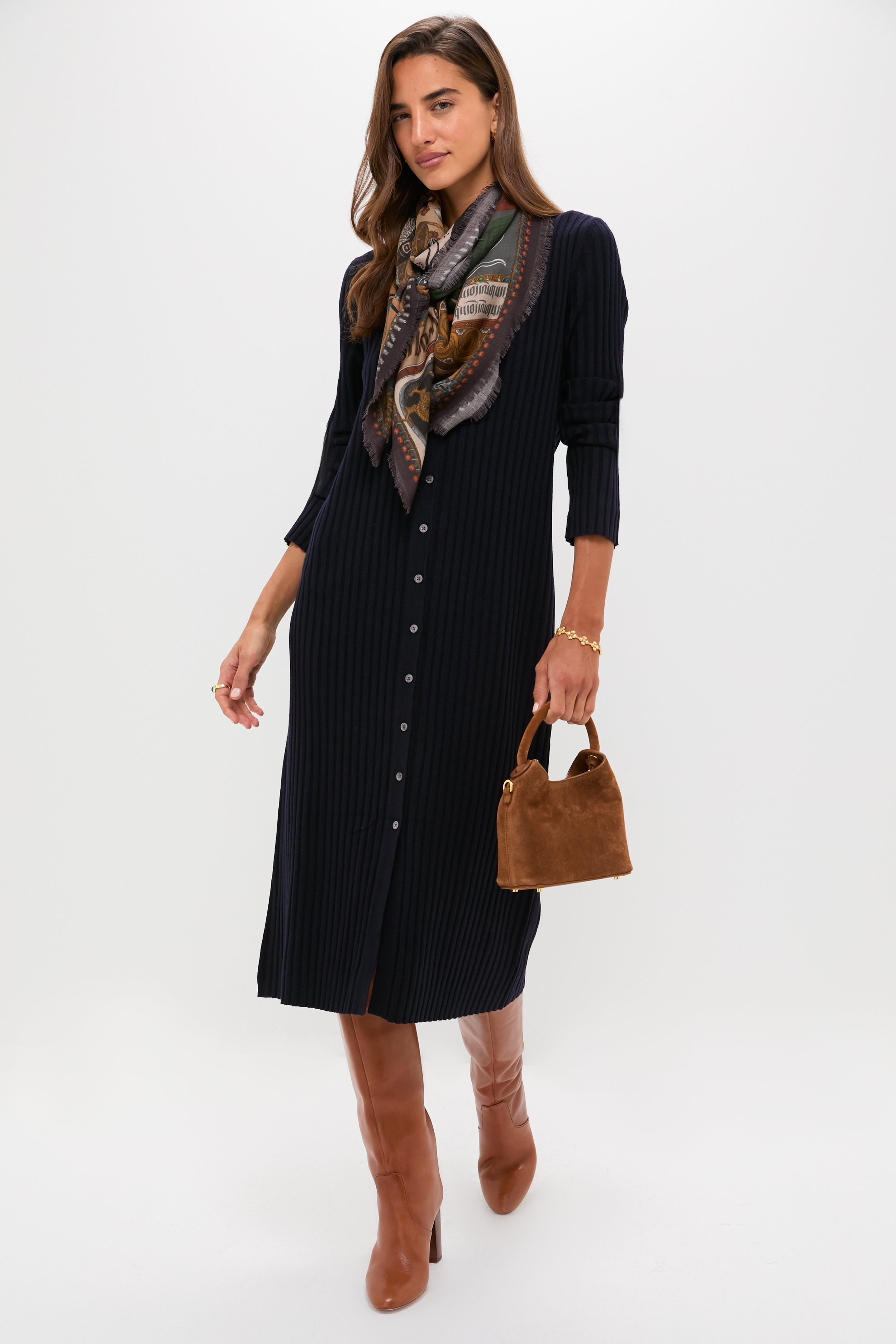 Navy Callum Sweater Dress-Get Girly