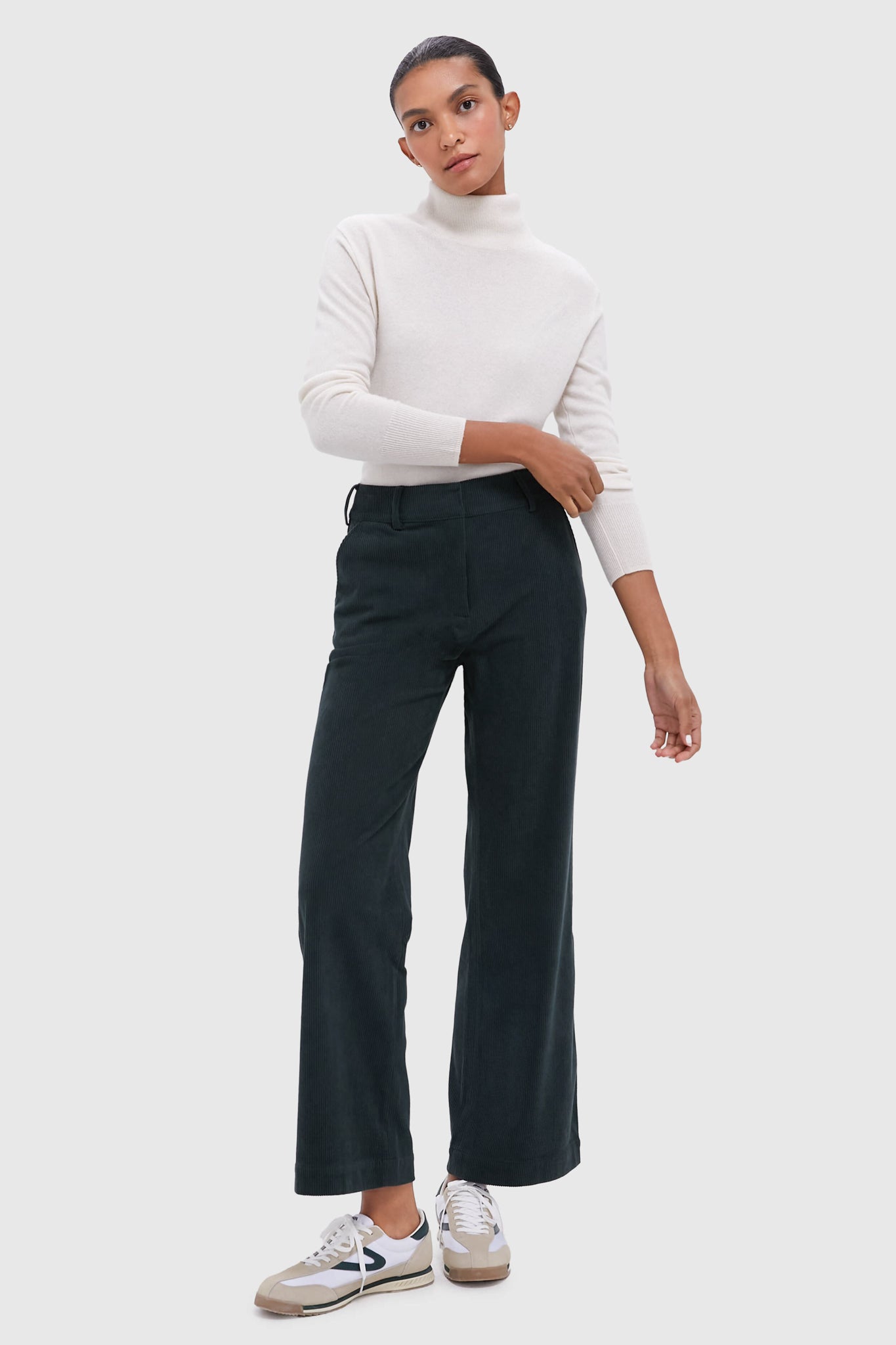 Army Green Wide Wale Corduroy Hunter Pants-Get Girly