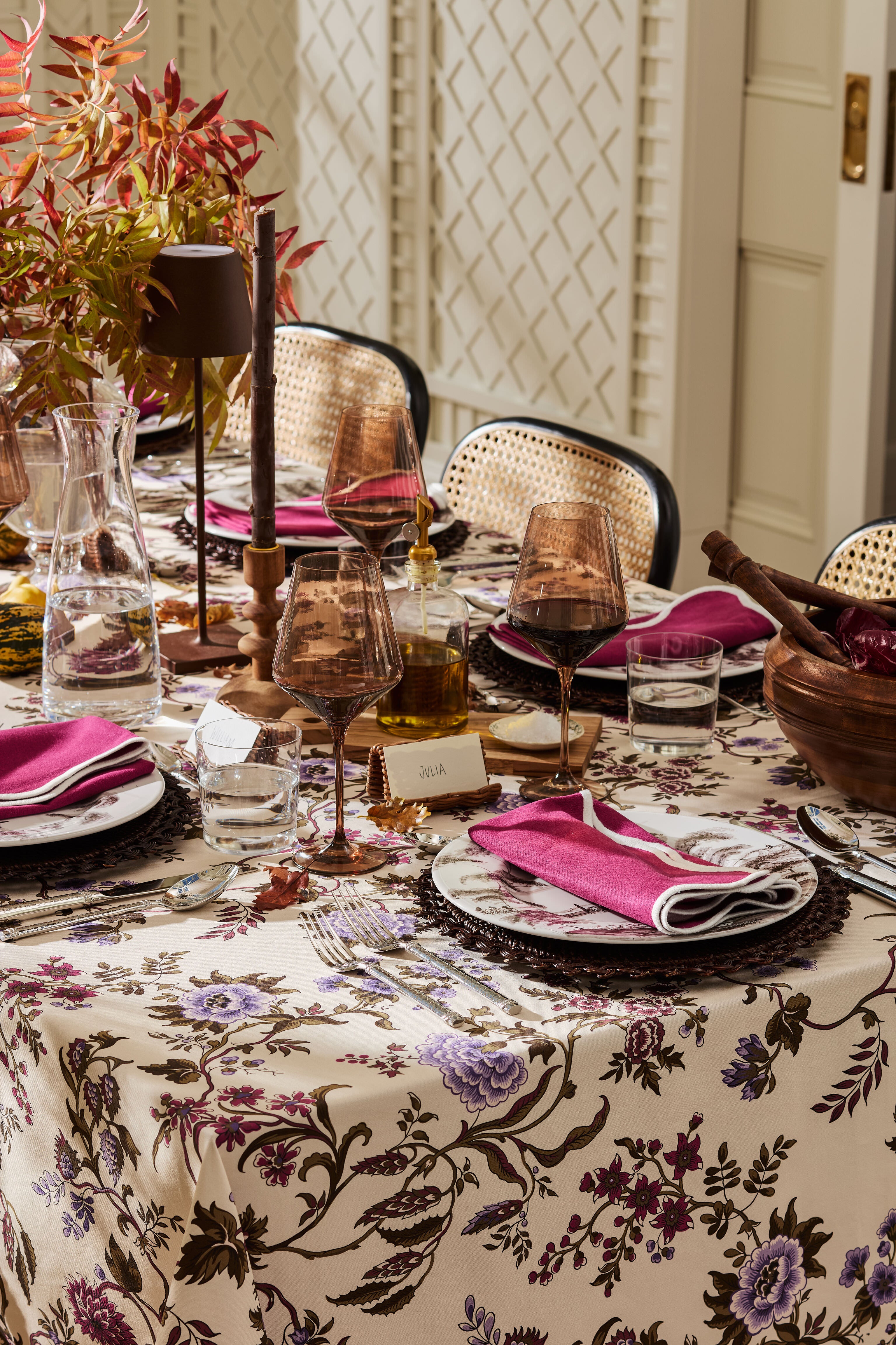 Berry and White Embroidered Scalloped Napkins Set of 4-Get Girly