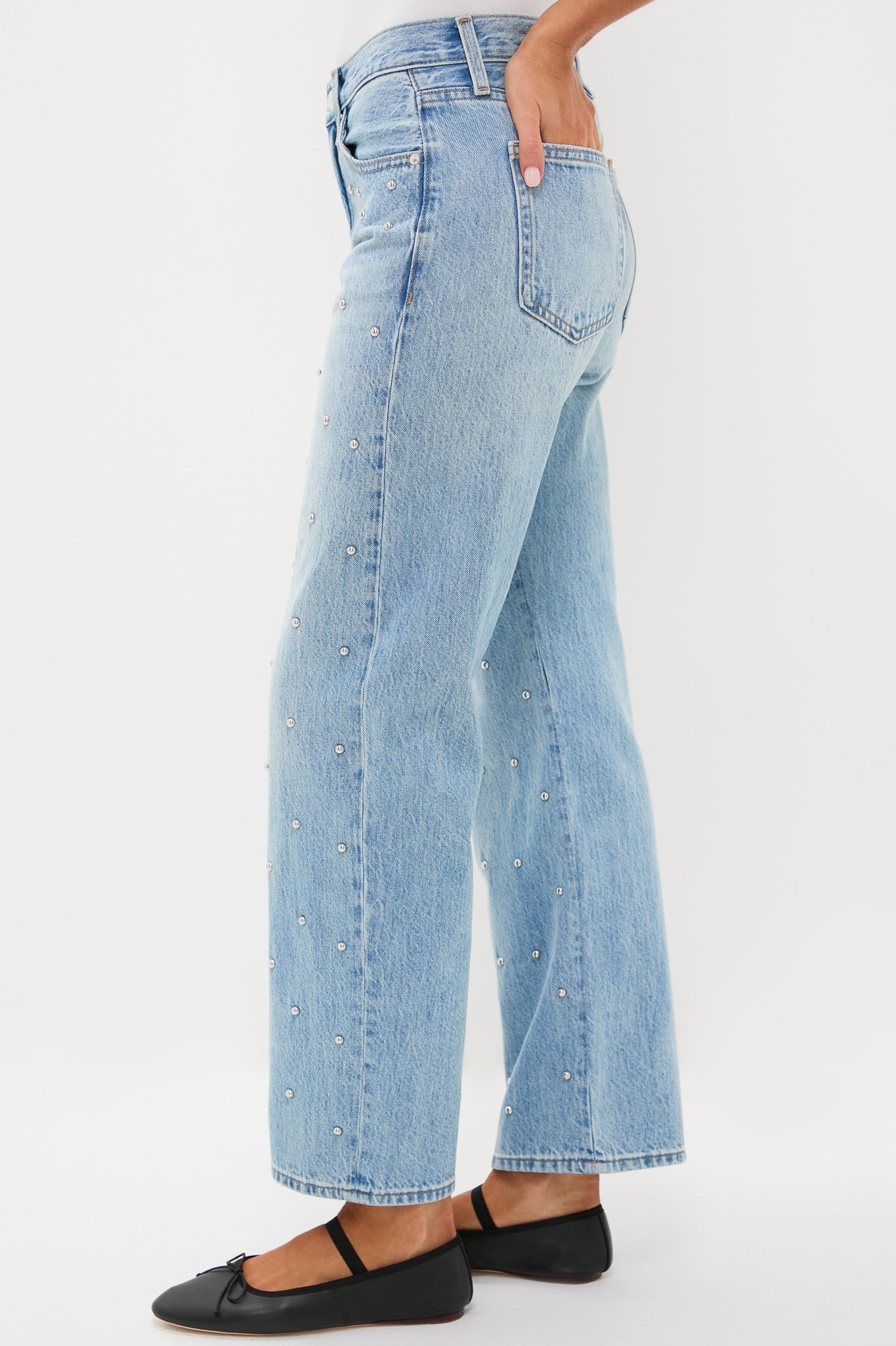 Aries Studded Lexi Mid Rise Bowed Straight-Get Girly