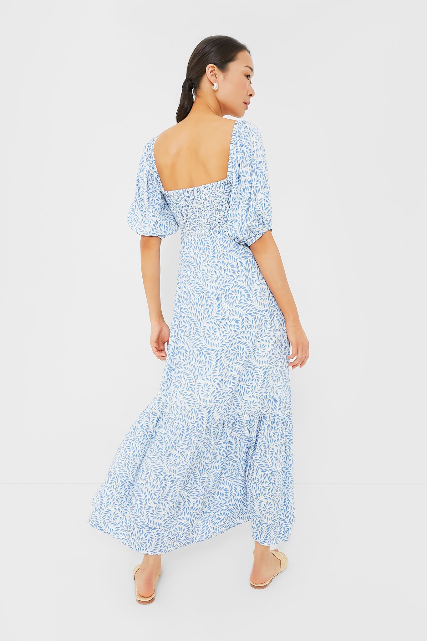 Wisteria Vines Santiago 3 Short Sleeve Maxi Dress-Get Girly