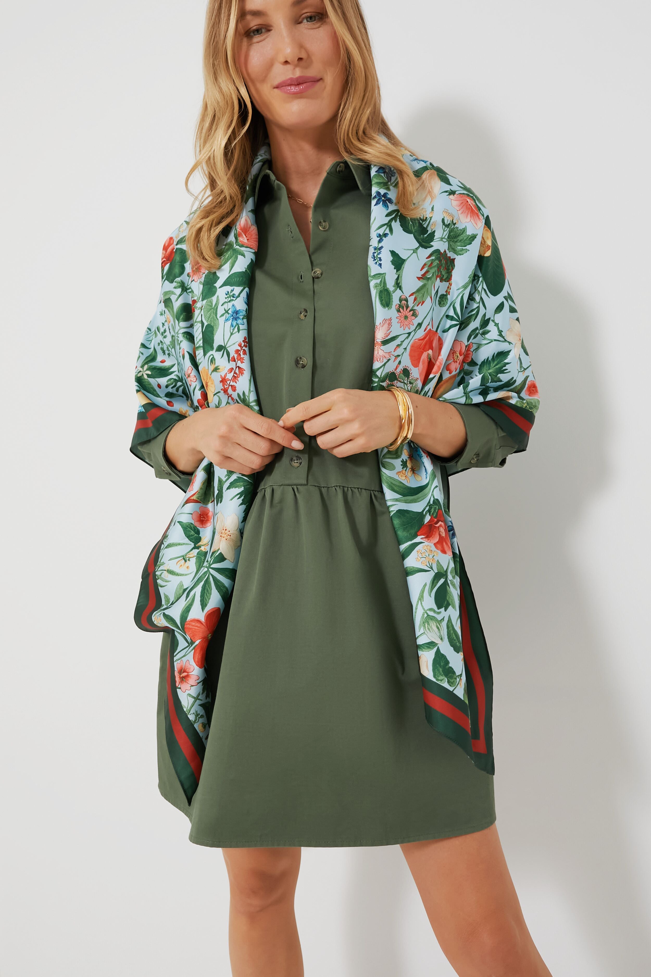 Blue Blooming Botanical Scarf-Get Girly