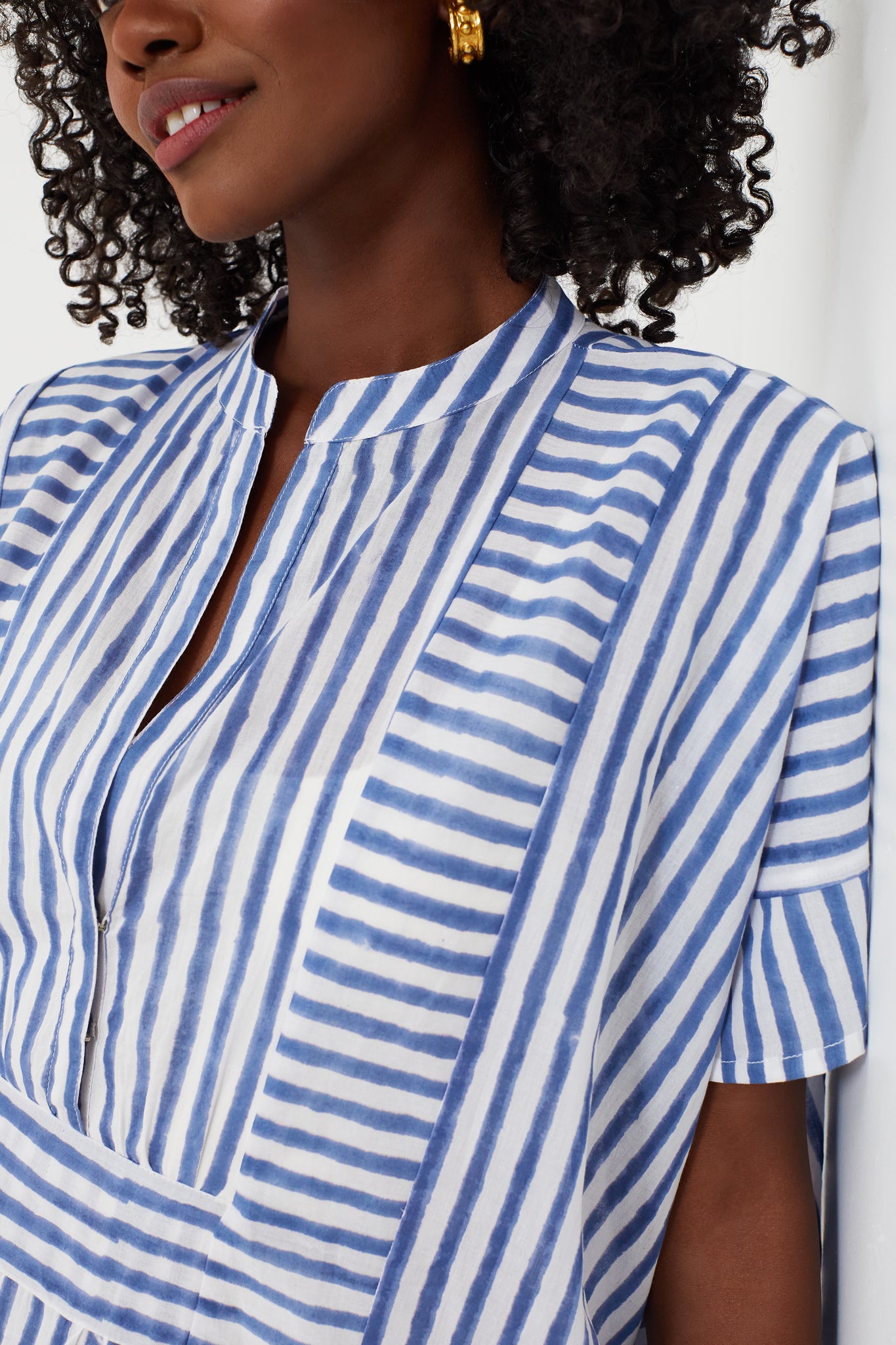 Blue Stripe Emerson Short Caftan-Get Girly