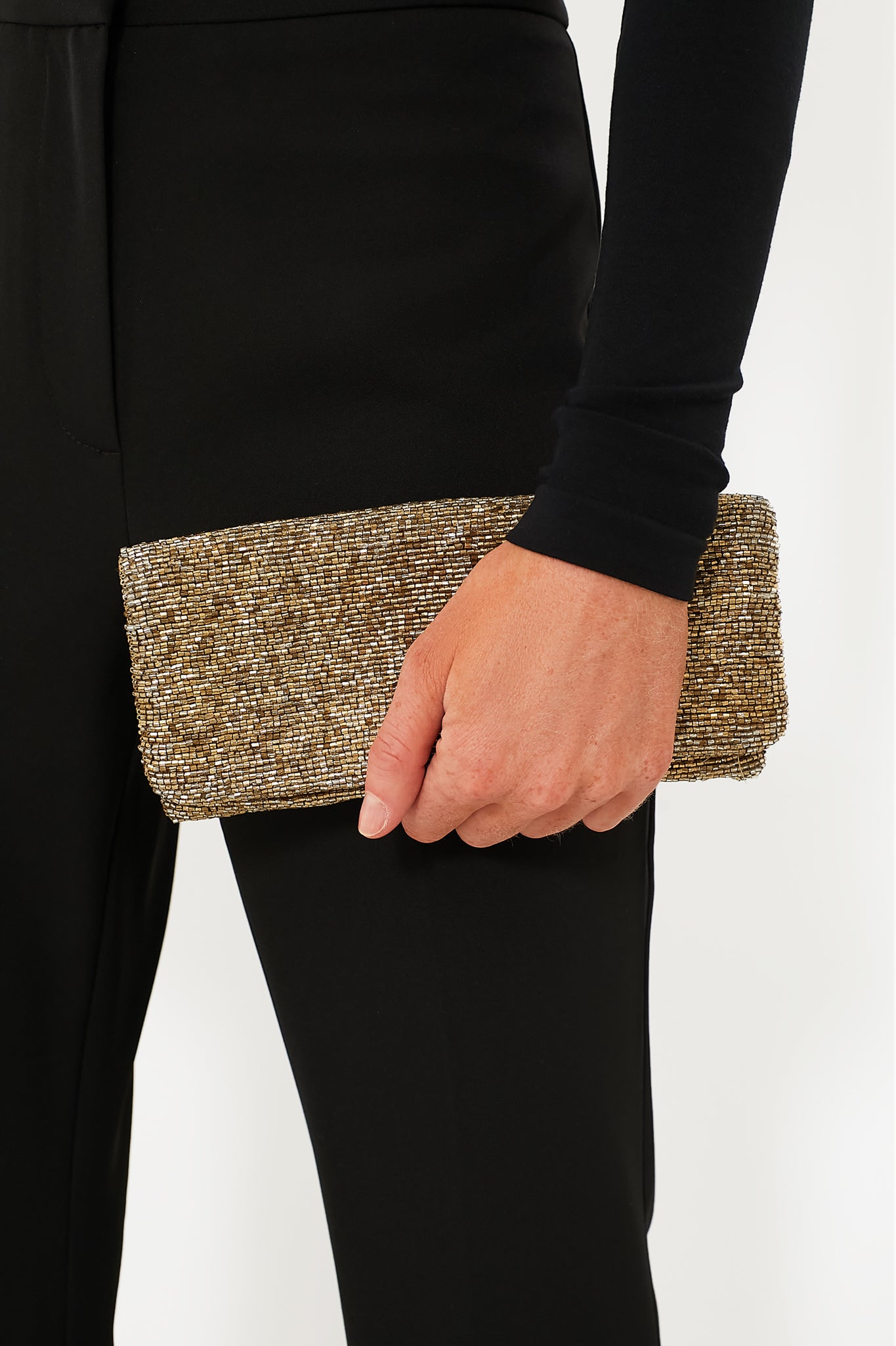 Gold Beaded Clutch-Get Girly
