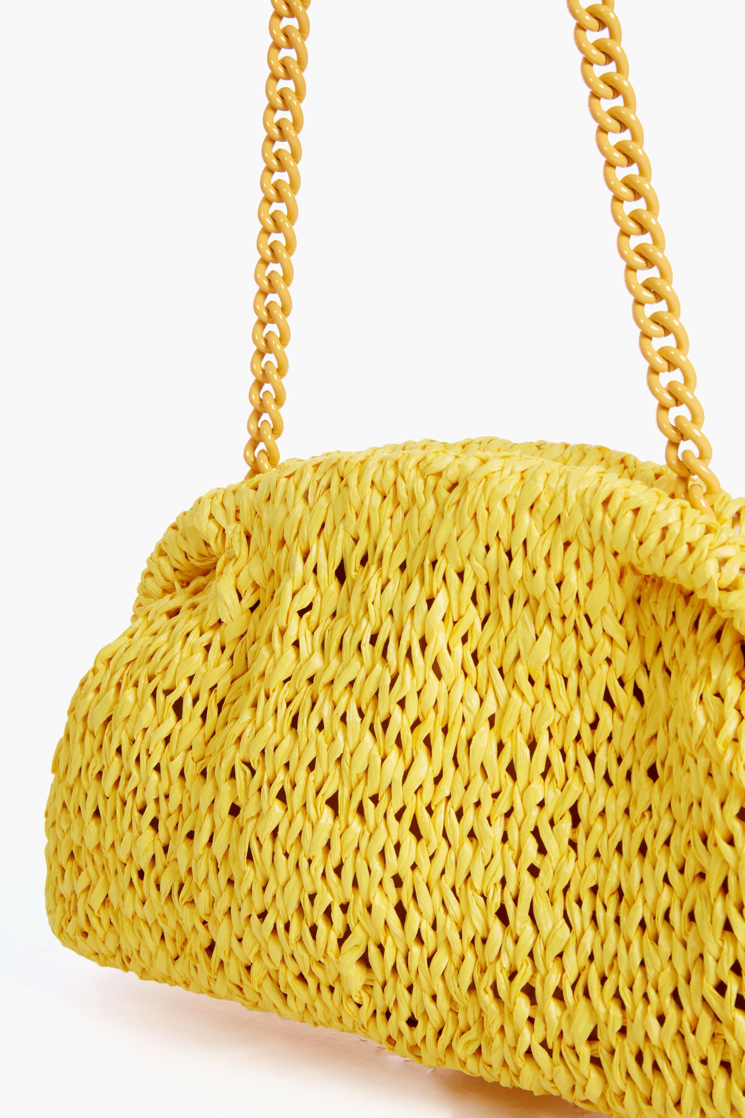 Yellow Raffia Game Clutch-Get Girly