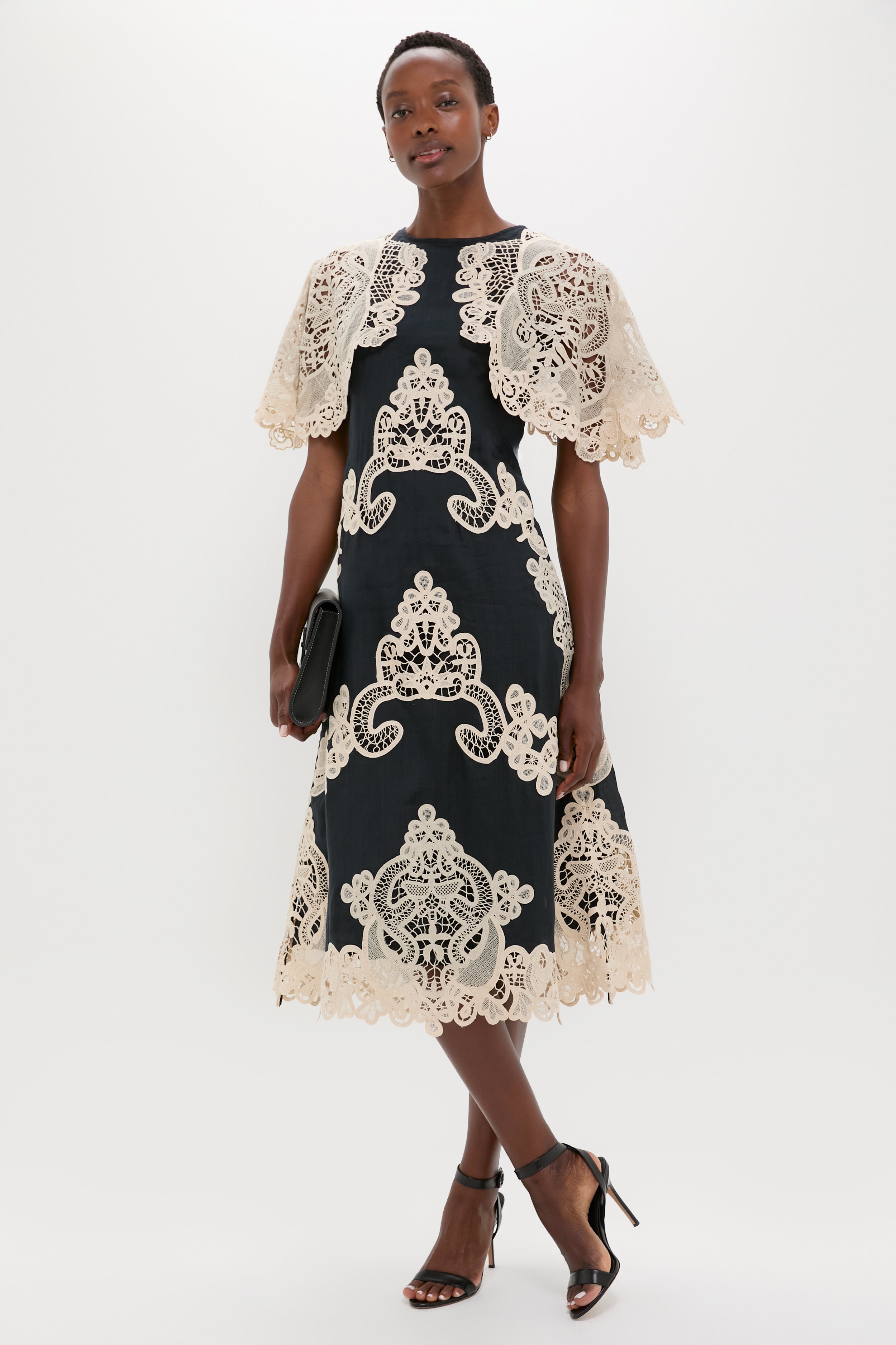 Black Medina Lace Midi Dress-Get Girly