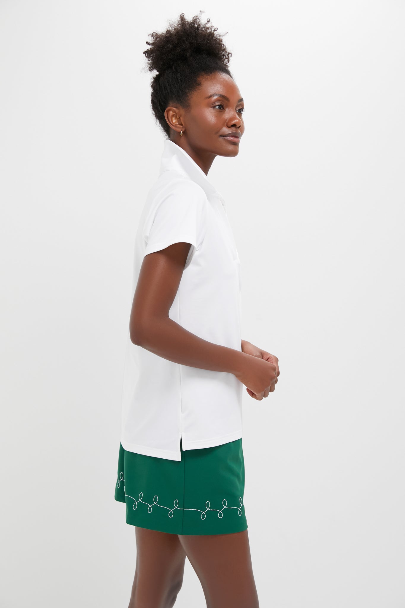 White Short Sleeve Performance Jersey Caroline Polo-Get Girly