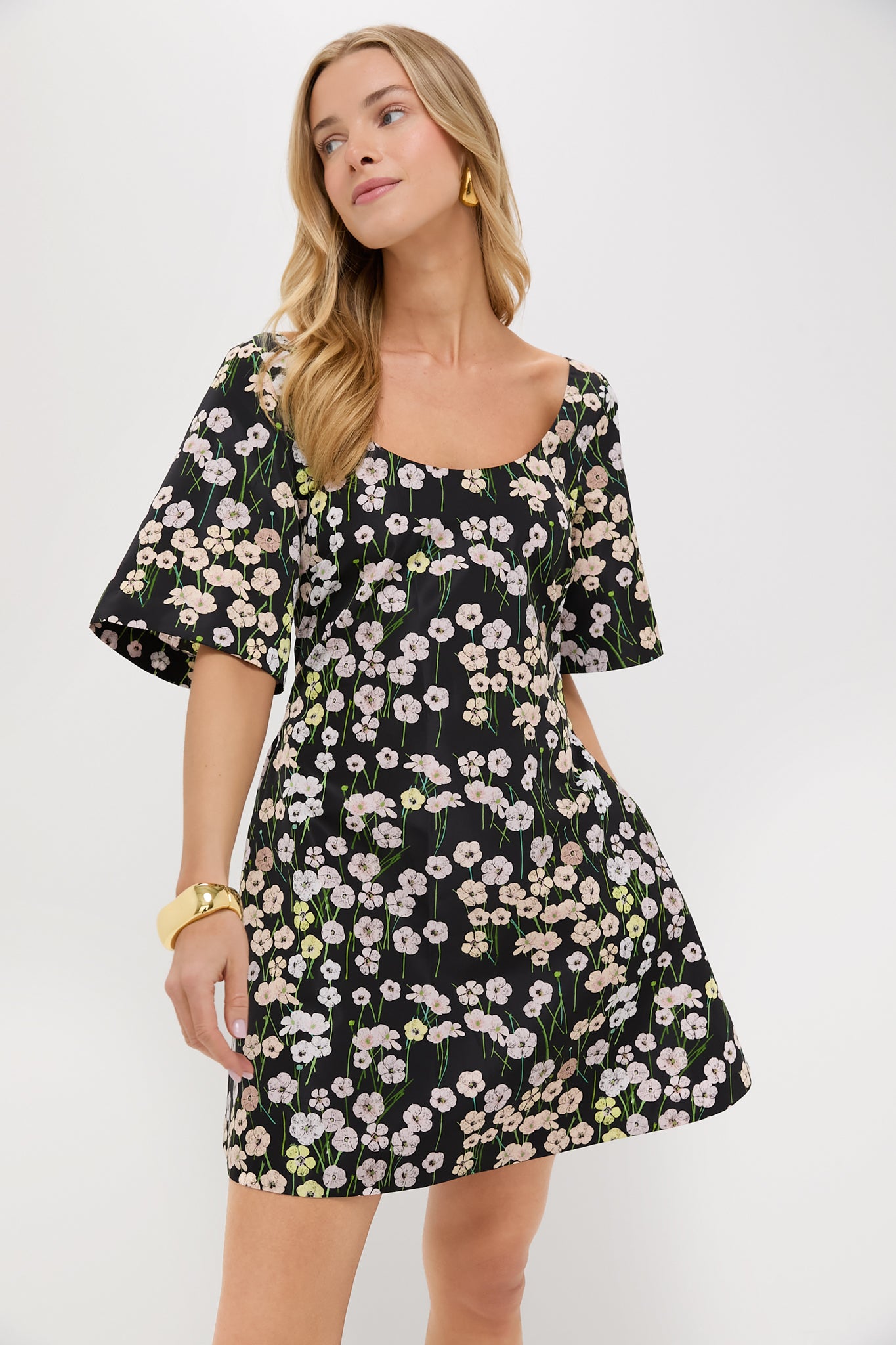 Black Buttercups Short Manou Dress-Get Girly