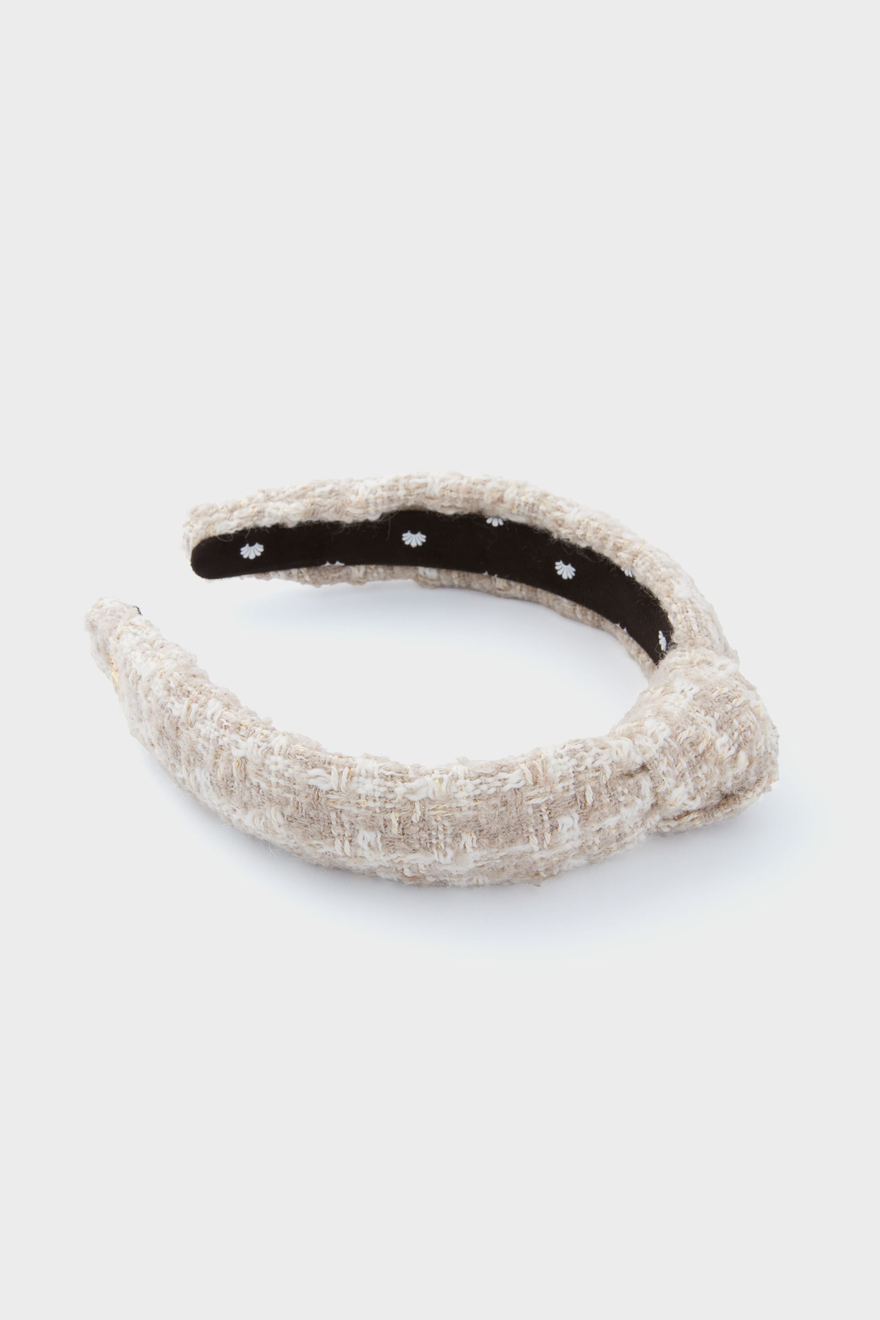Bisque Tweed Slim Knotted Headband-Get Girly