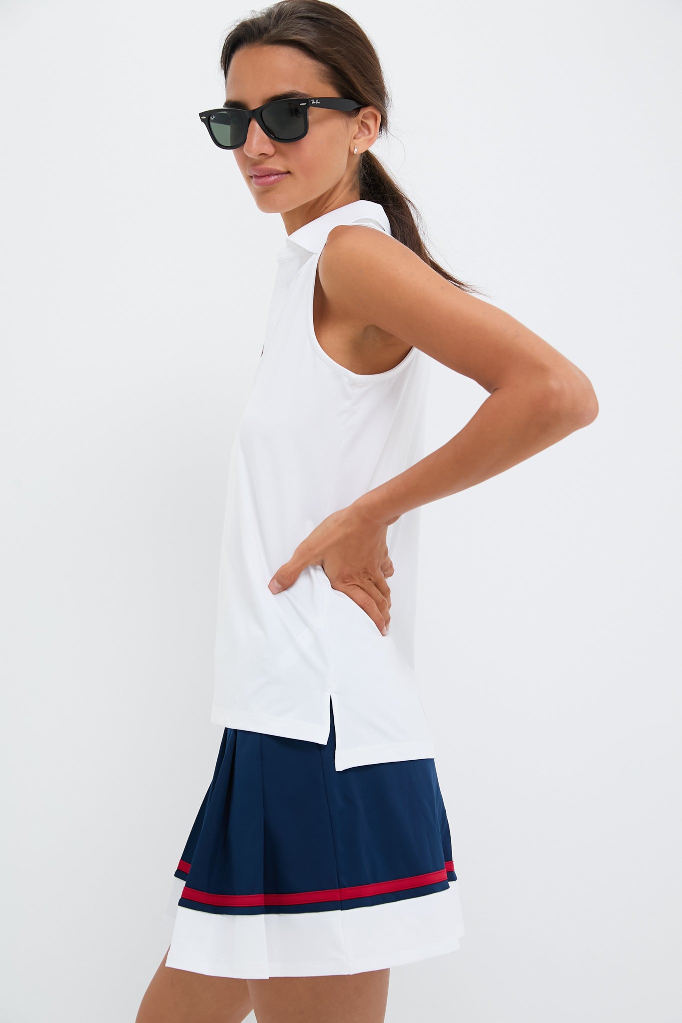 White Sleeveless Performance Jersey Caroline Polo-Get Girly