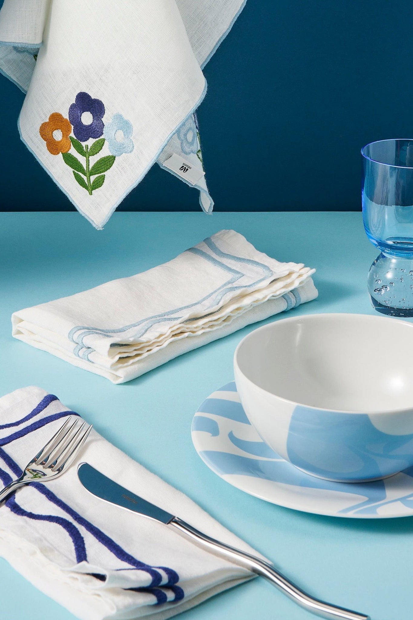 Candy Blue Hand-Blown Bubble Glass Tumbler (Set of 2)-Get Girly