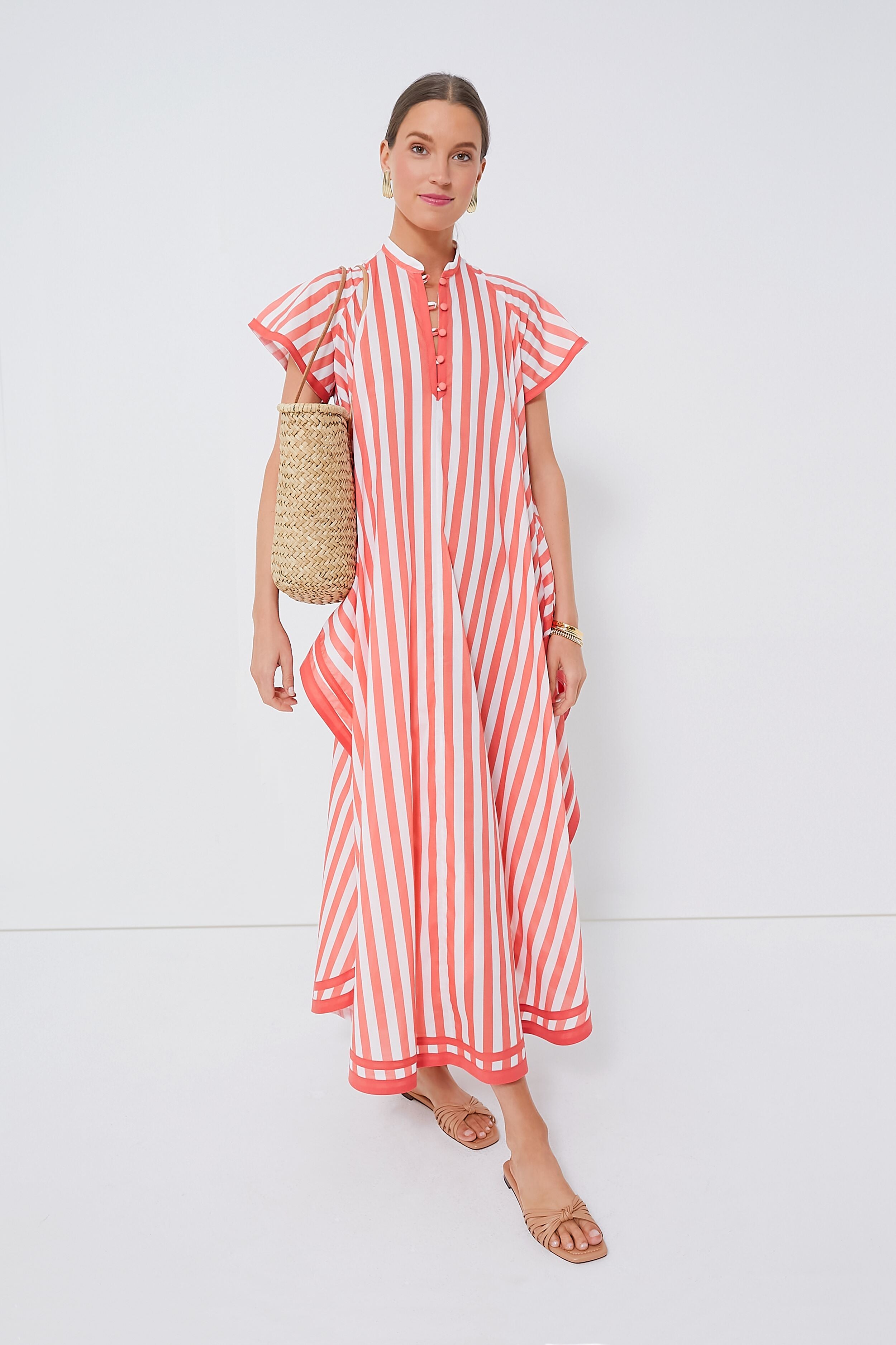 Coral Stripes Anouk Dress-Get Girly