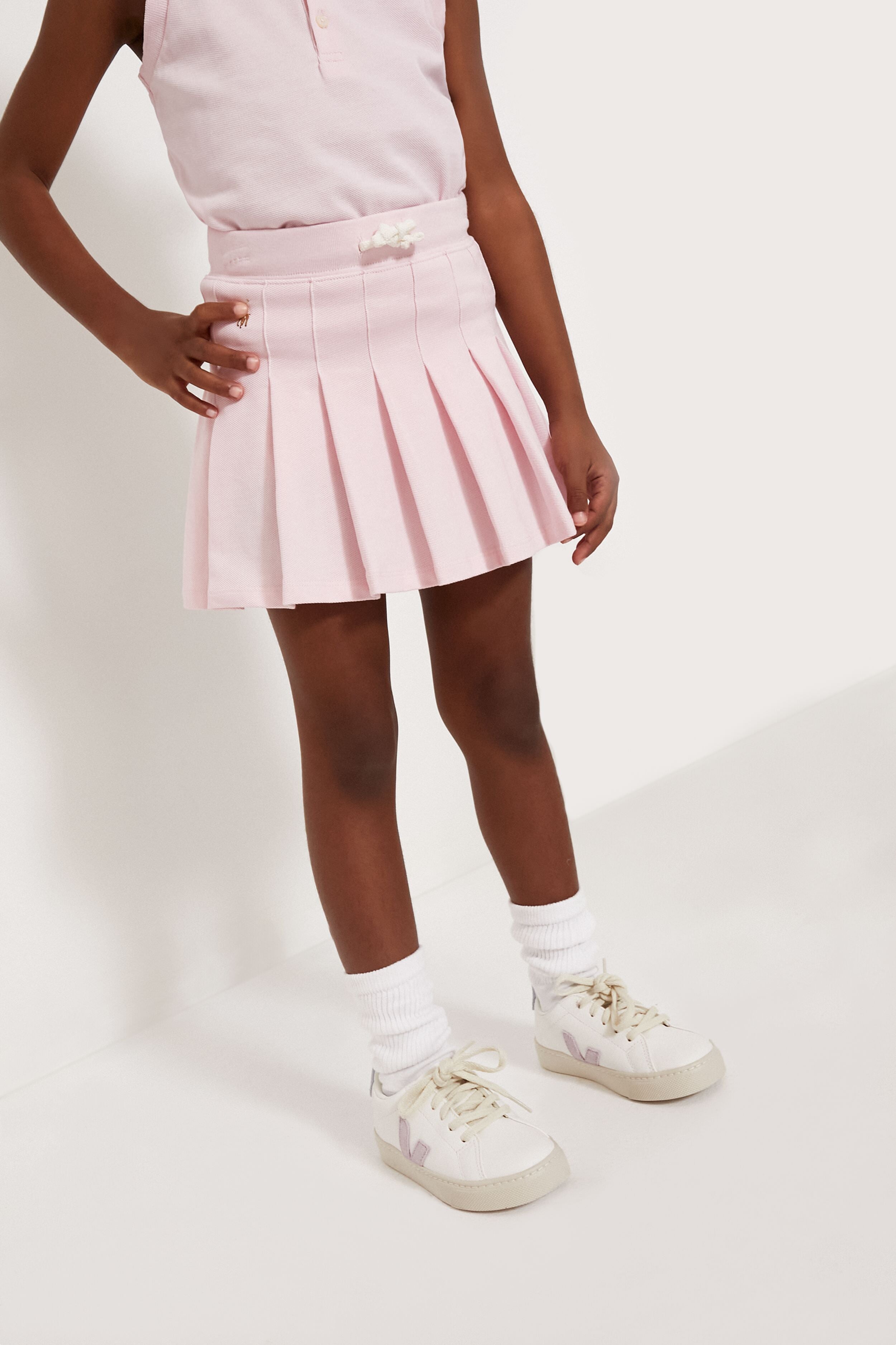 Little Girls Pleated Mesh Skort-Get Girly