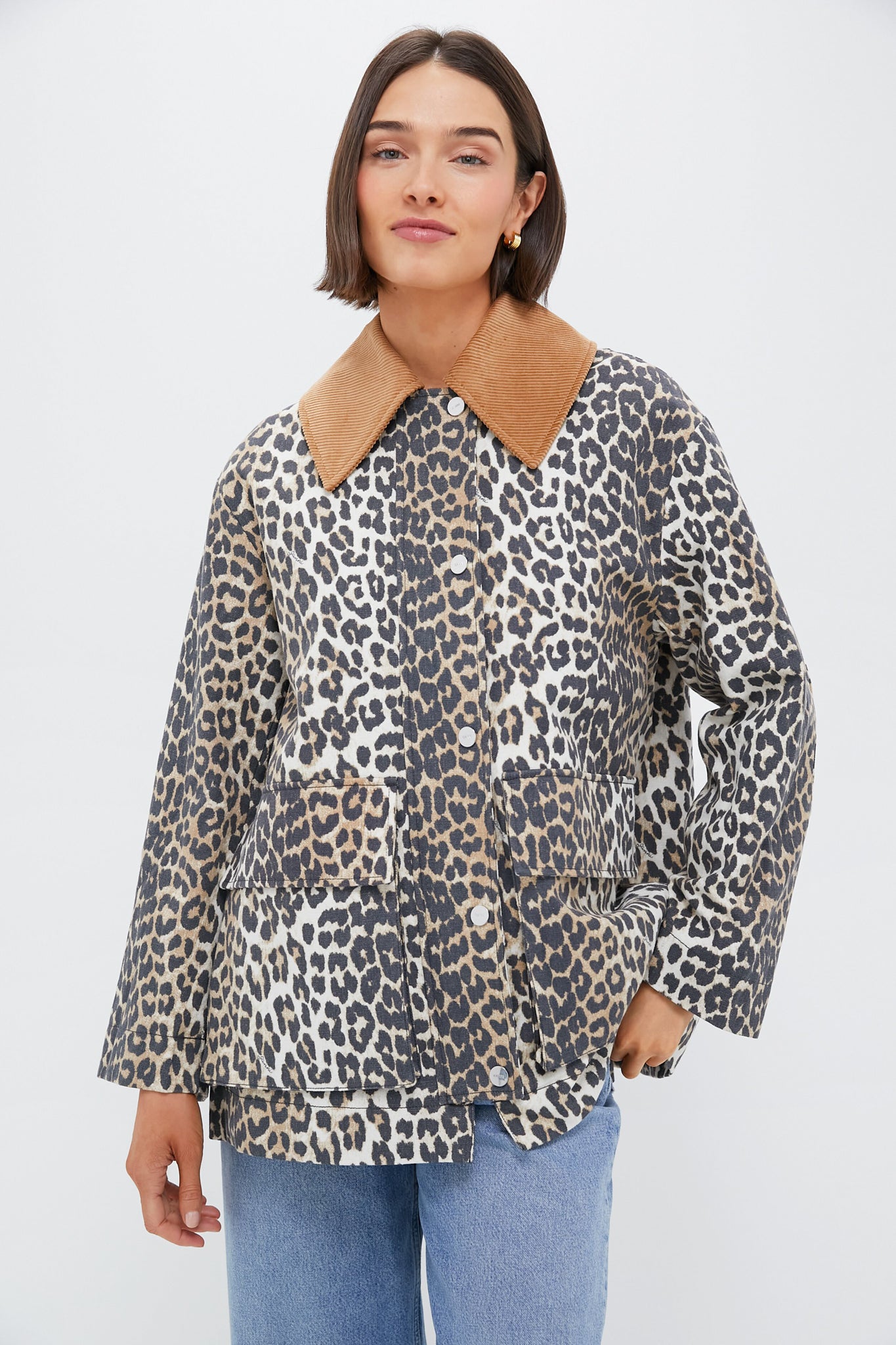 Almond Milk Printed Canvas Midi Jacket-Get Girly