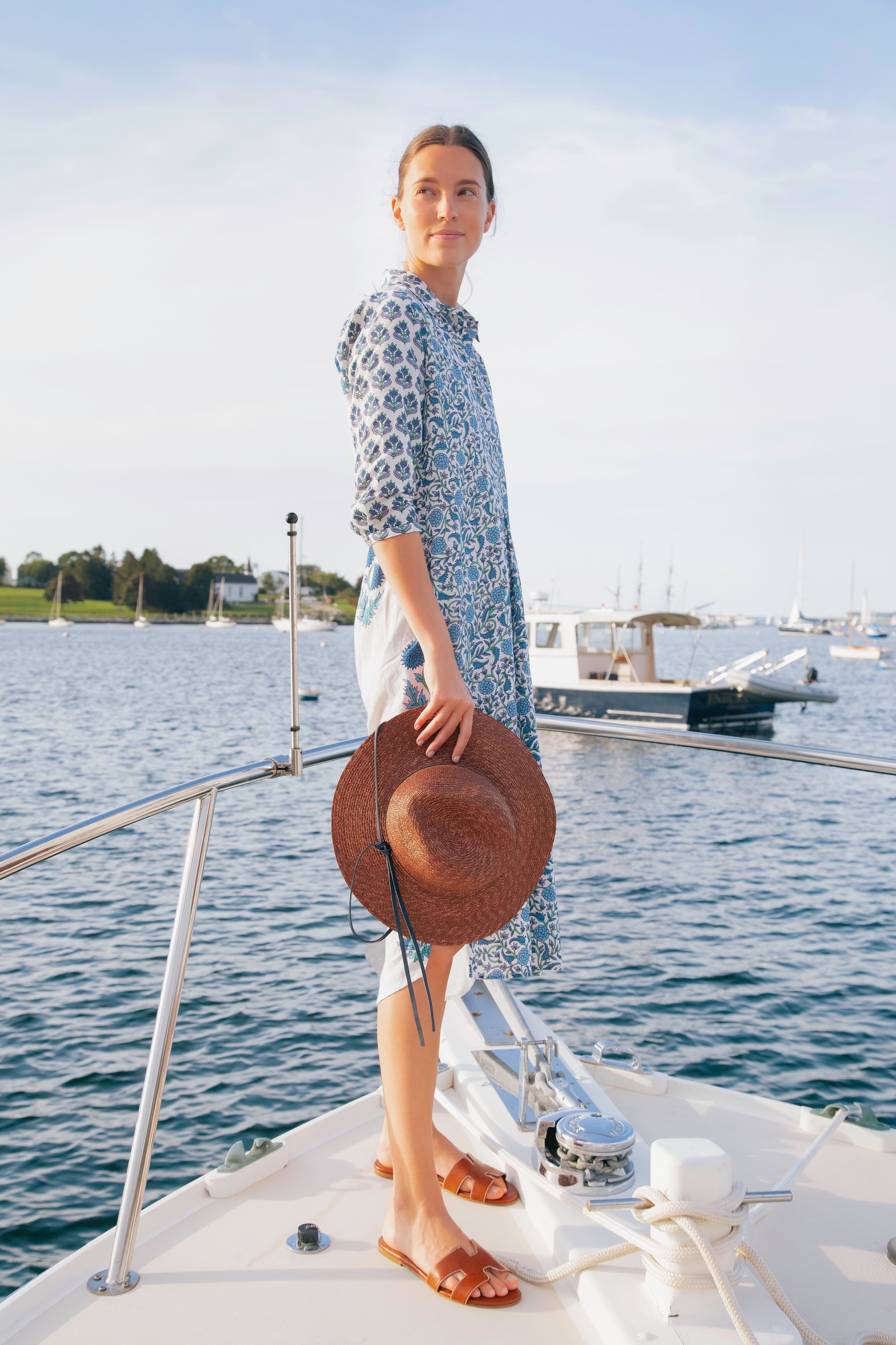 Brown And Navy Marseille Hat-Get Girly