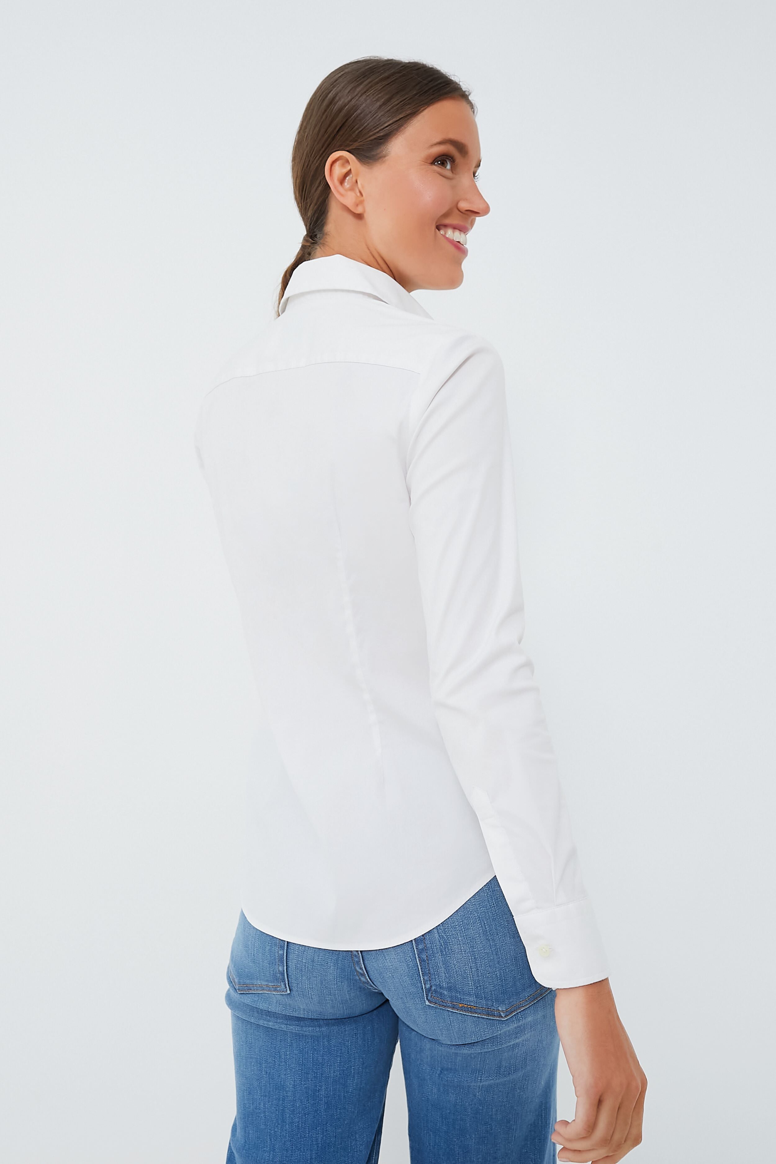 White Long Sleeve Essentials Shirt-Get Girly