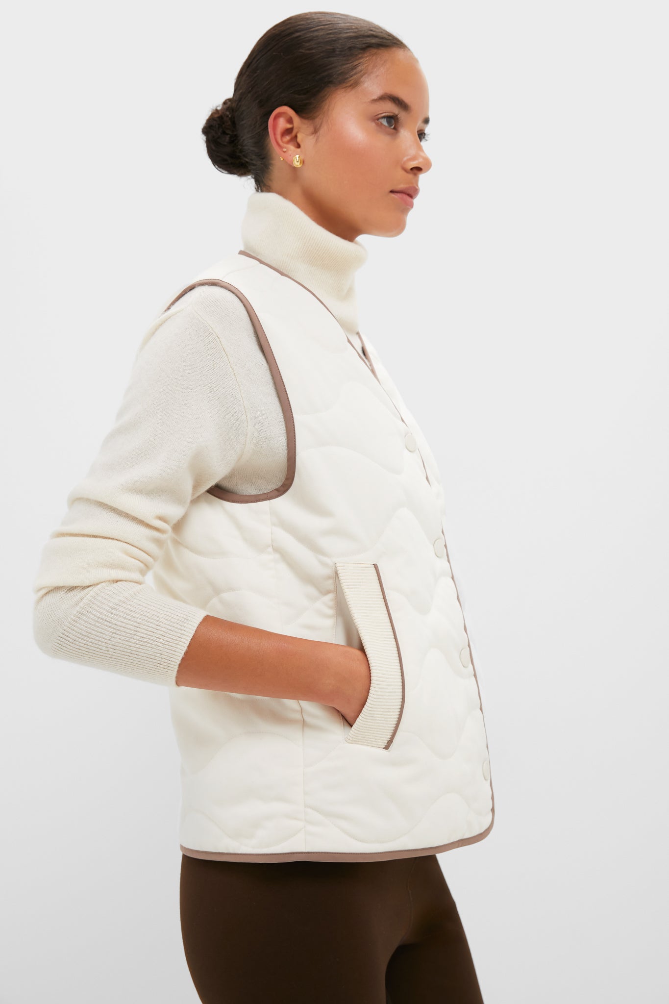 Ash Taupe and Birch Lori Reversible Gilet-Get Girly