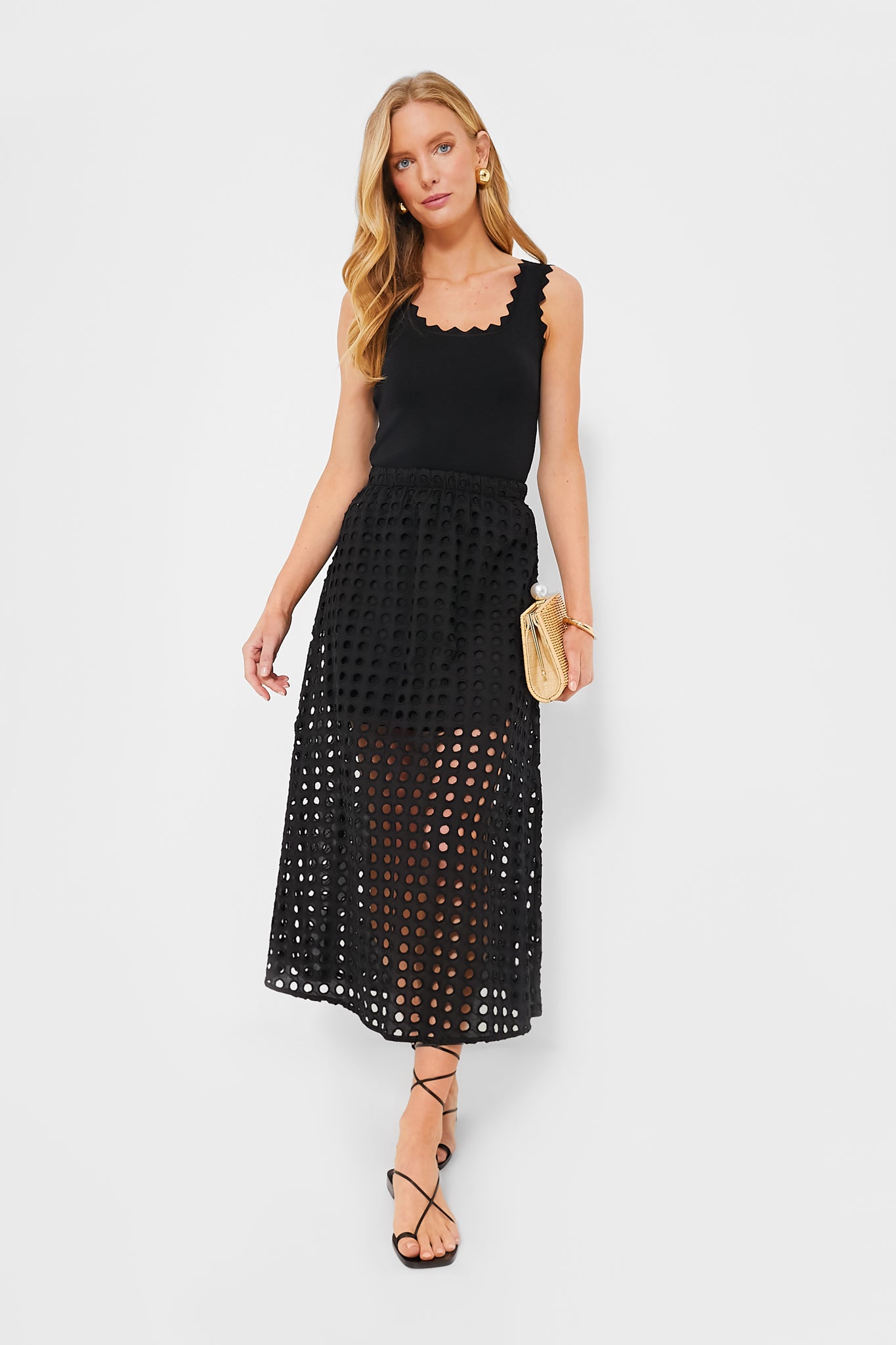 Black Ric Rac Compression Tank-Get Girly