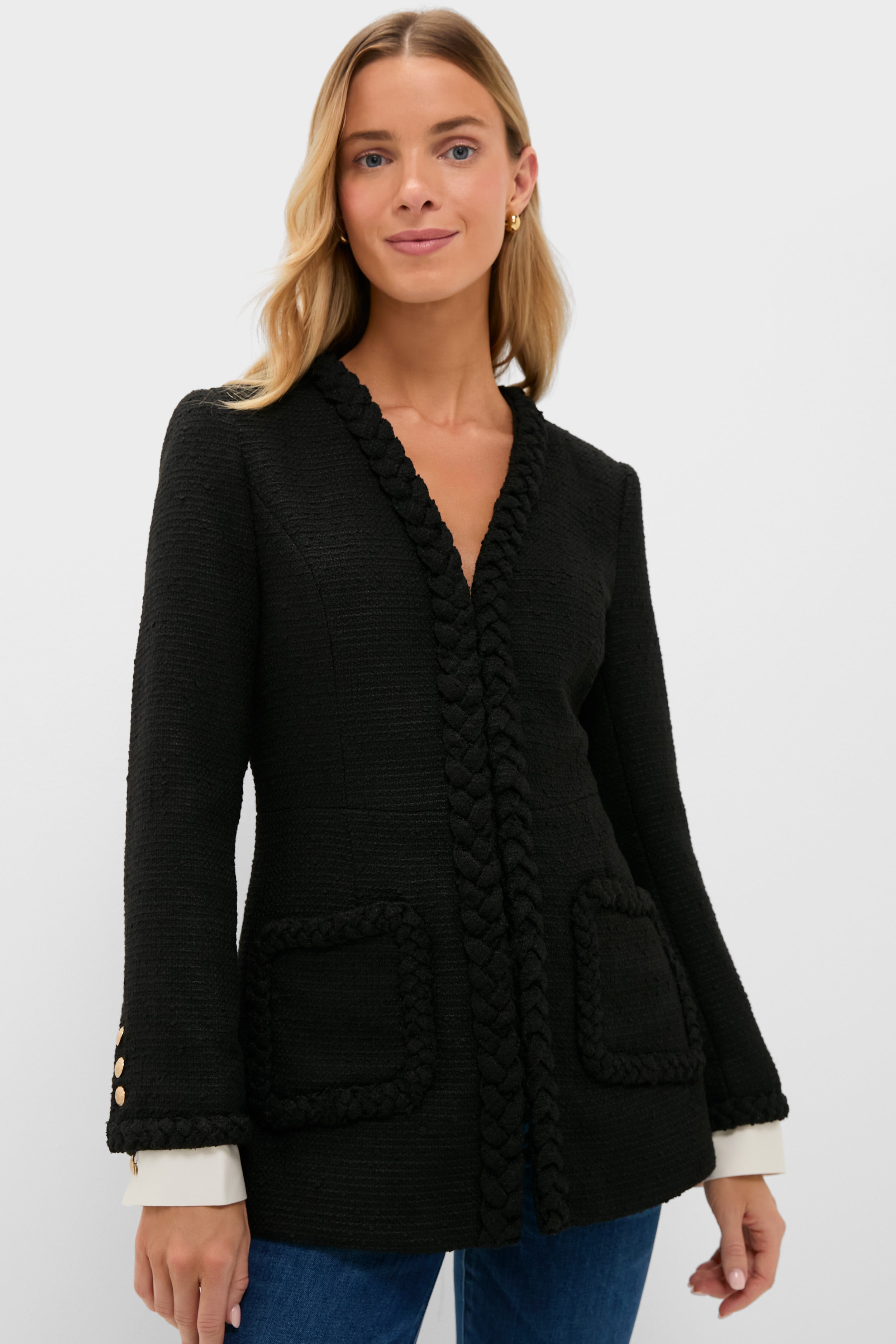 Black Braided Trim Shay Jacket-Get Girly