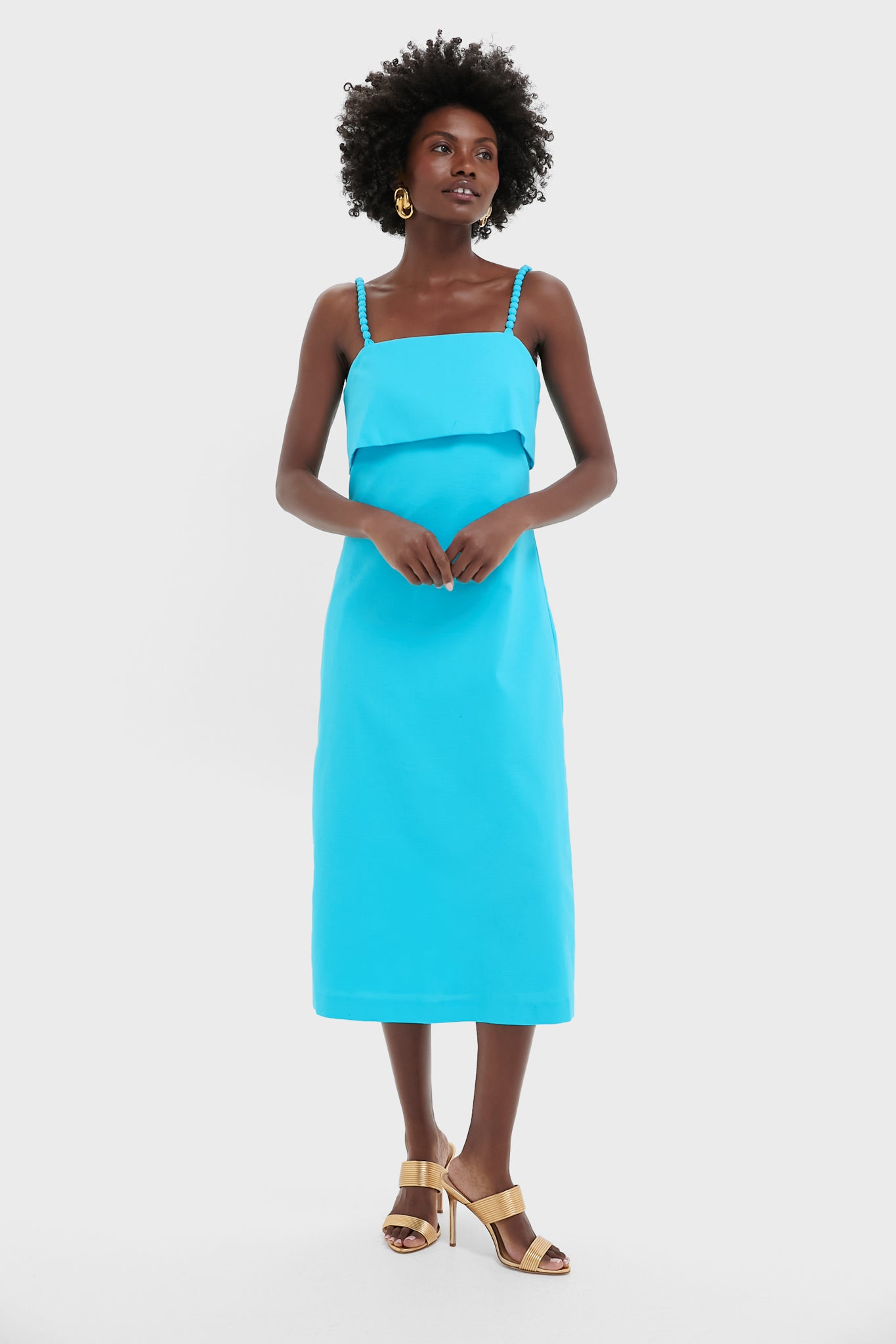 Aqua Linen Azura Midi Dress-Get Girly
