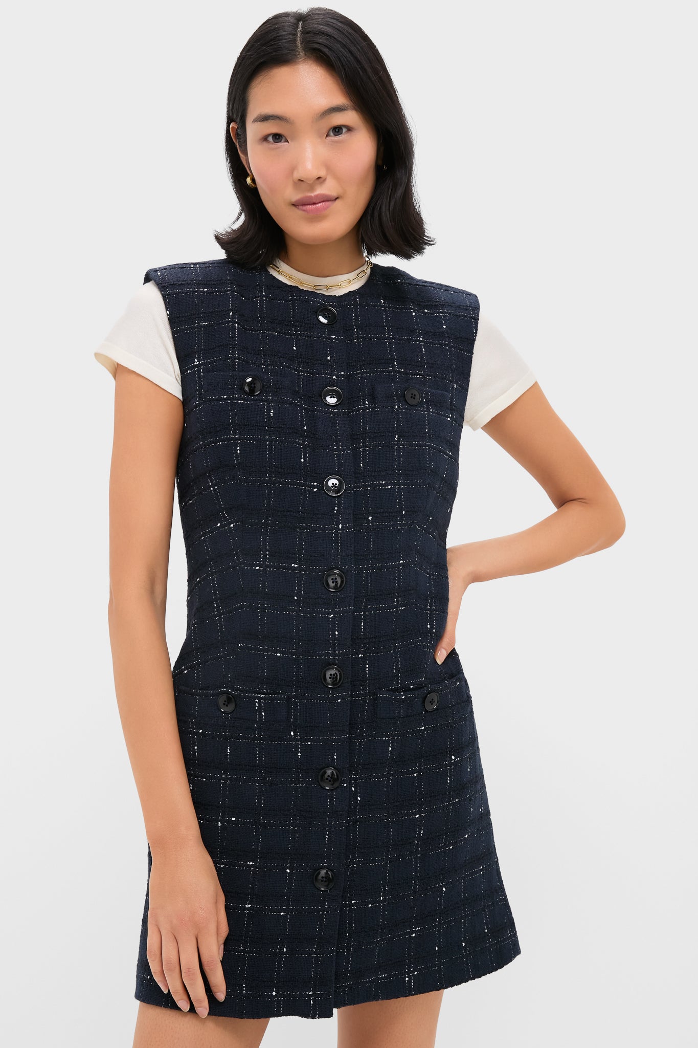 Navy and Off White Tamara Dress-Get Girly