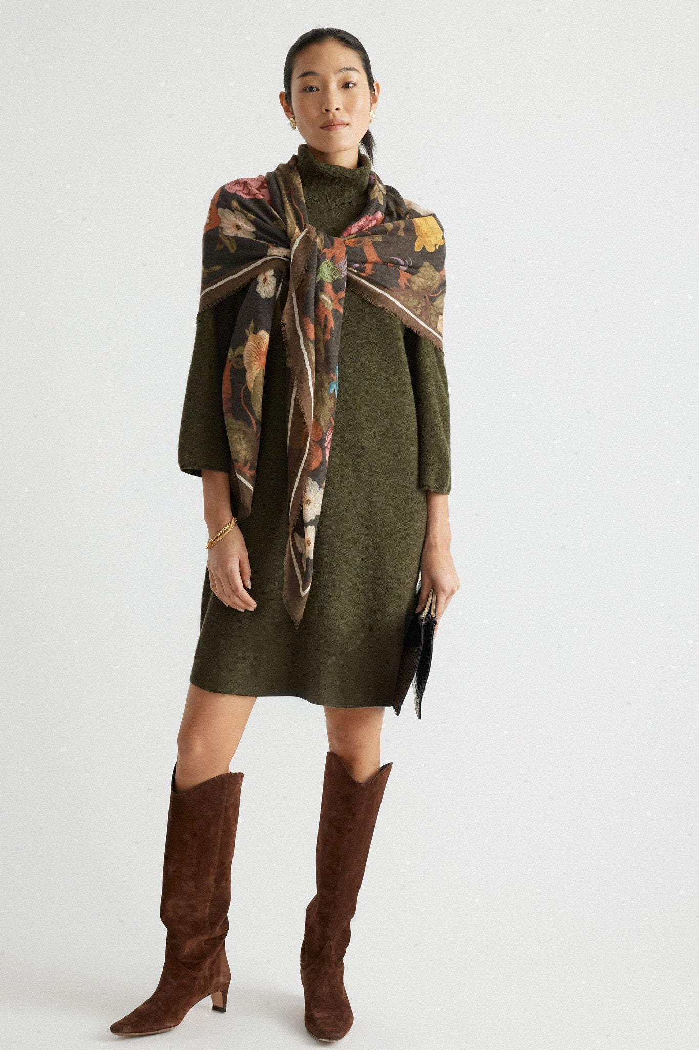 Baroque Floral Silk Cashmere Blend Large Scarf-Get Girly