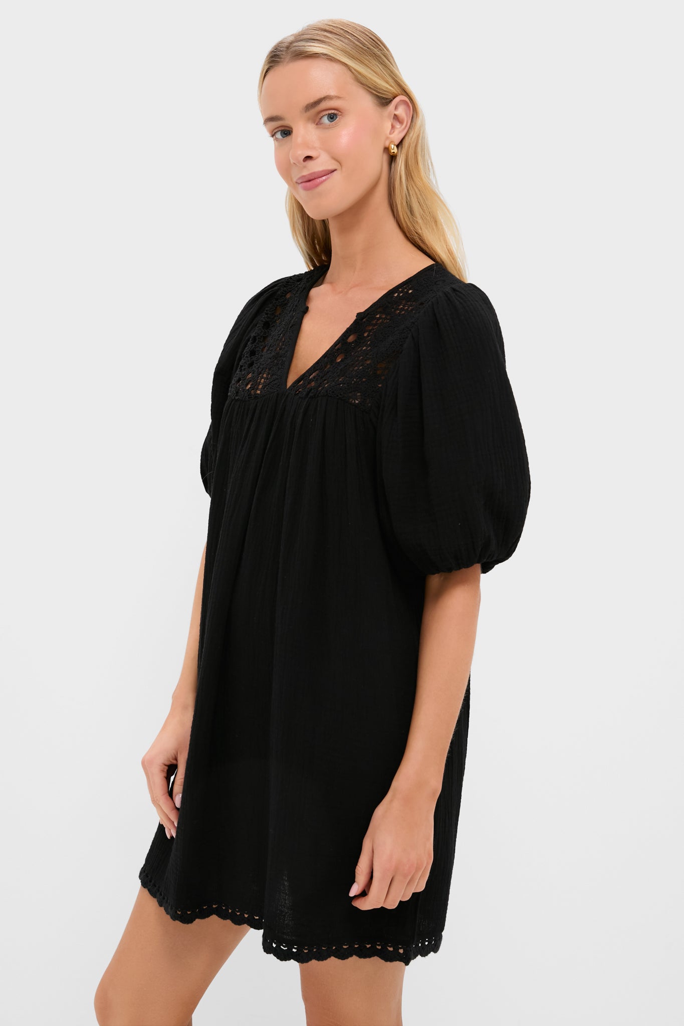 Black Crochet Diana Mini Dress-Get Girly