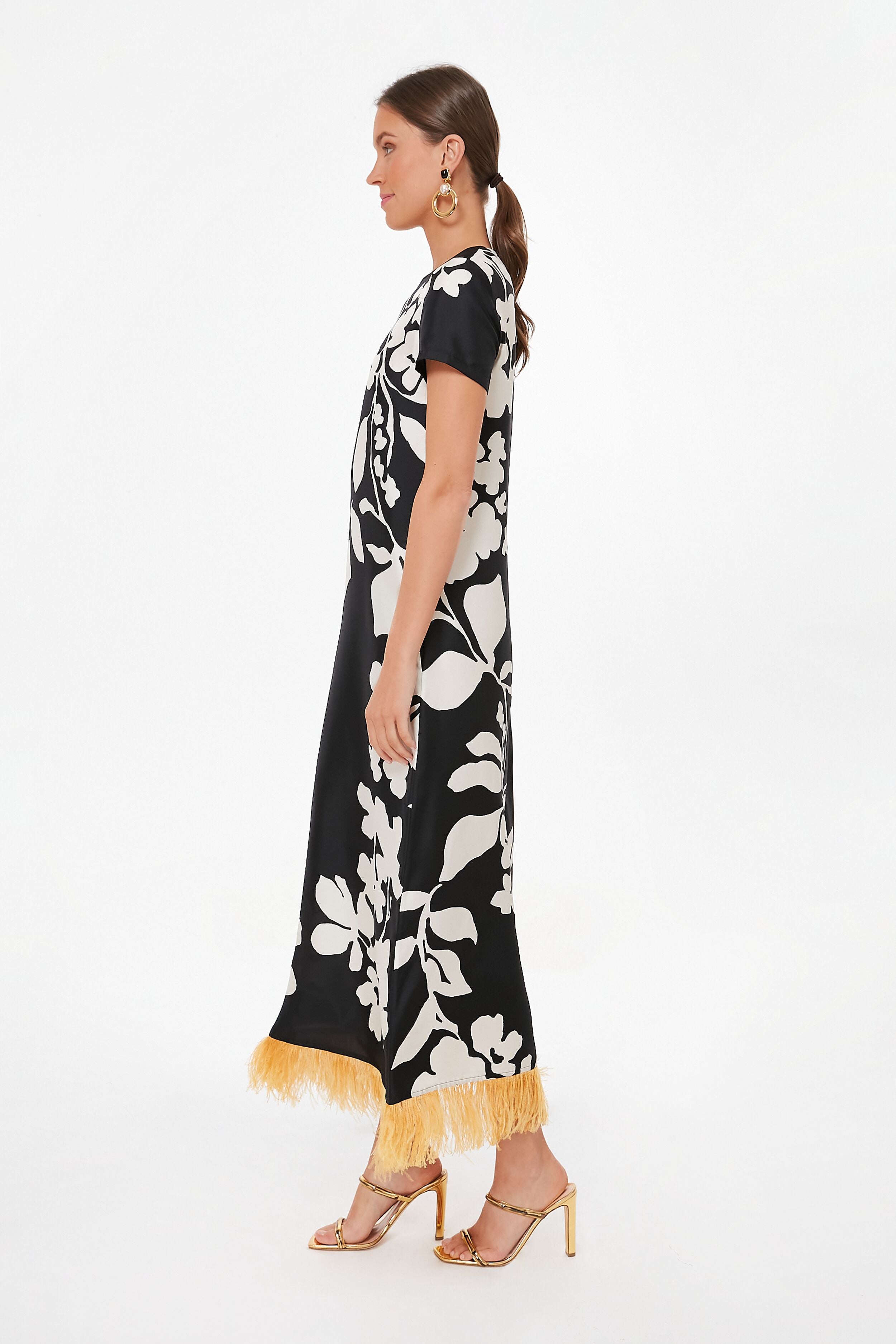Winter Jasmine Swing Dress with Feathers-Get Girly