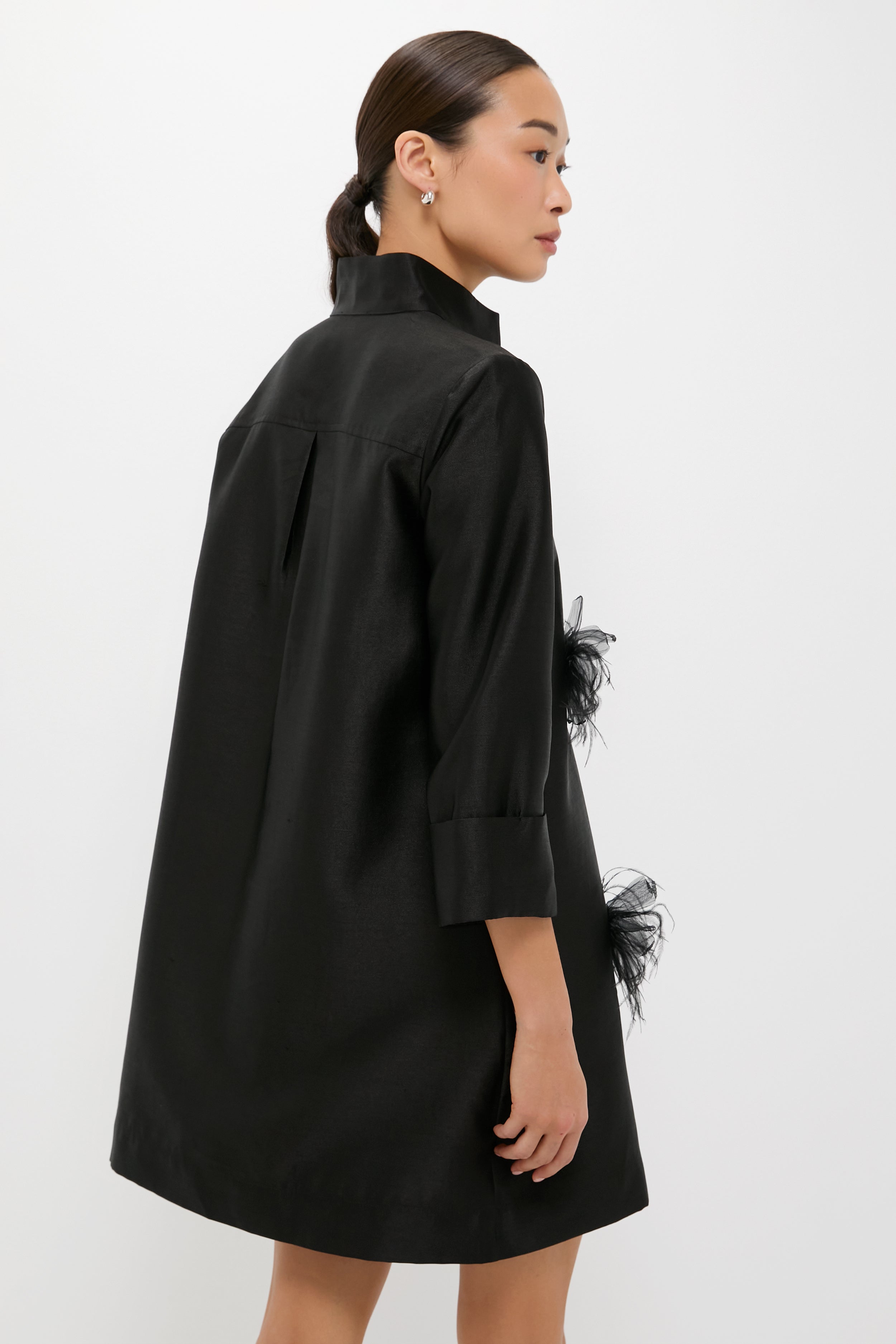 Black Embellished Dupioni Megan Dress-Get Girly