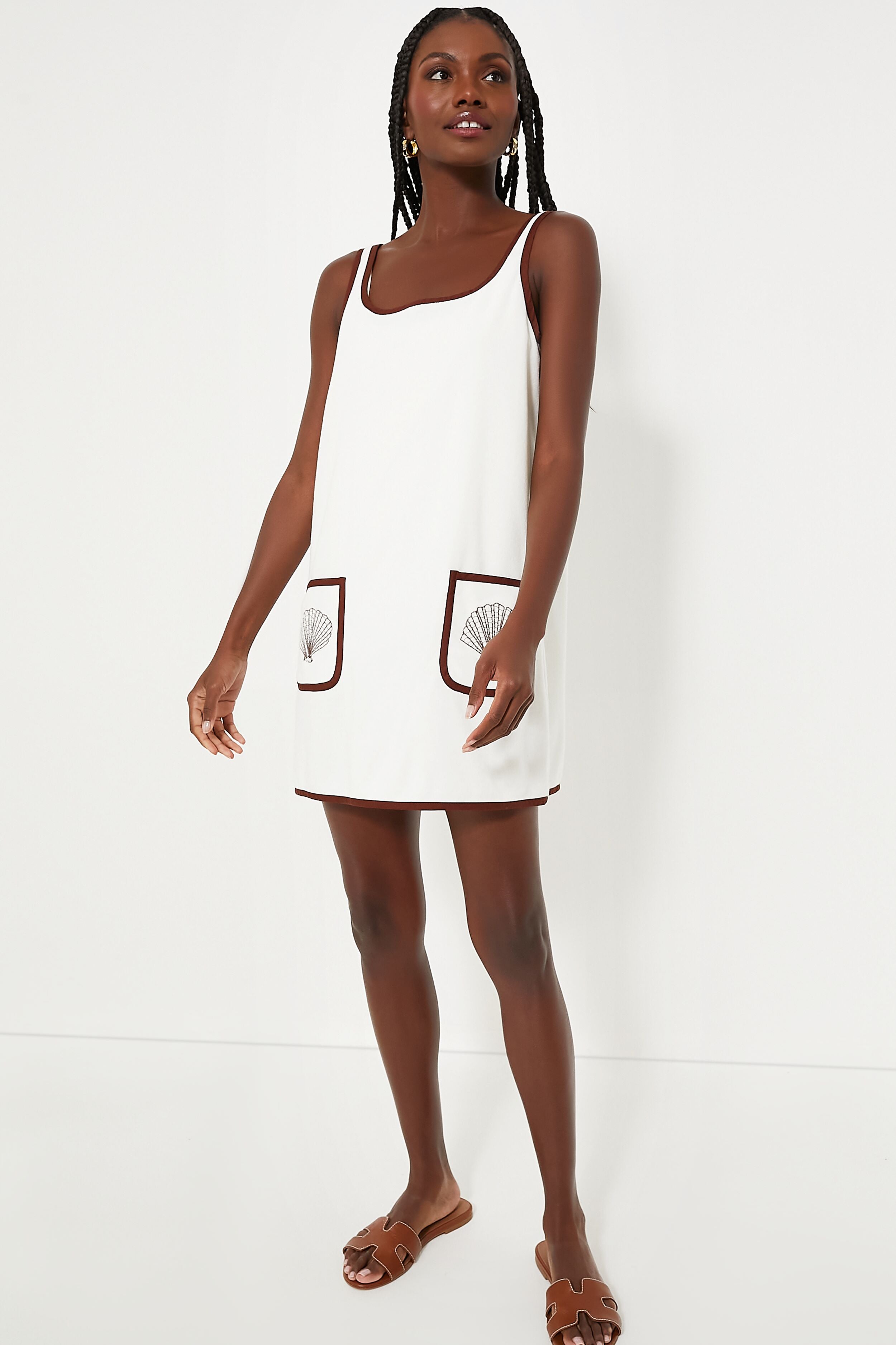 Blanc Shell Embroidered Terrycloth Dress Coverup-Get Girly