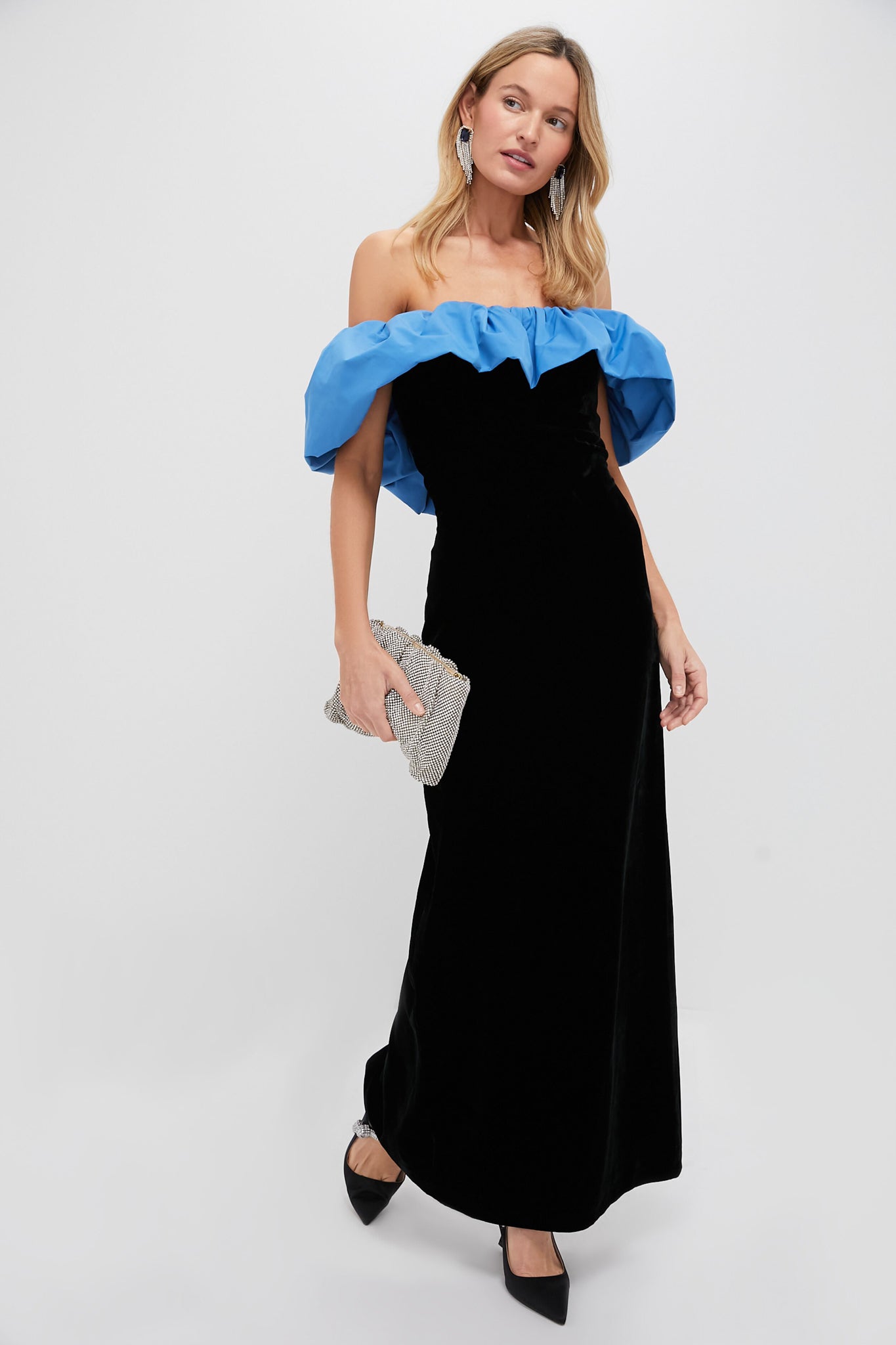 Zanzibar Blue and Black Velvet Artemis Dress-Get Girly