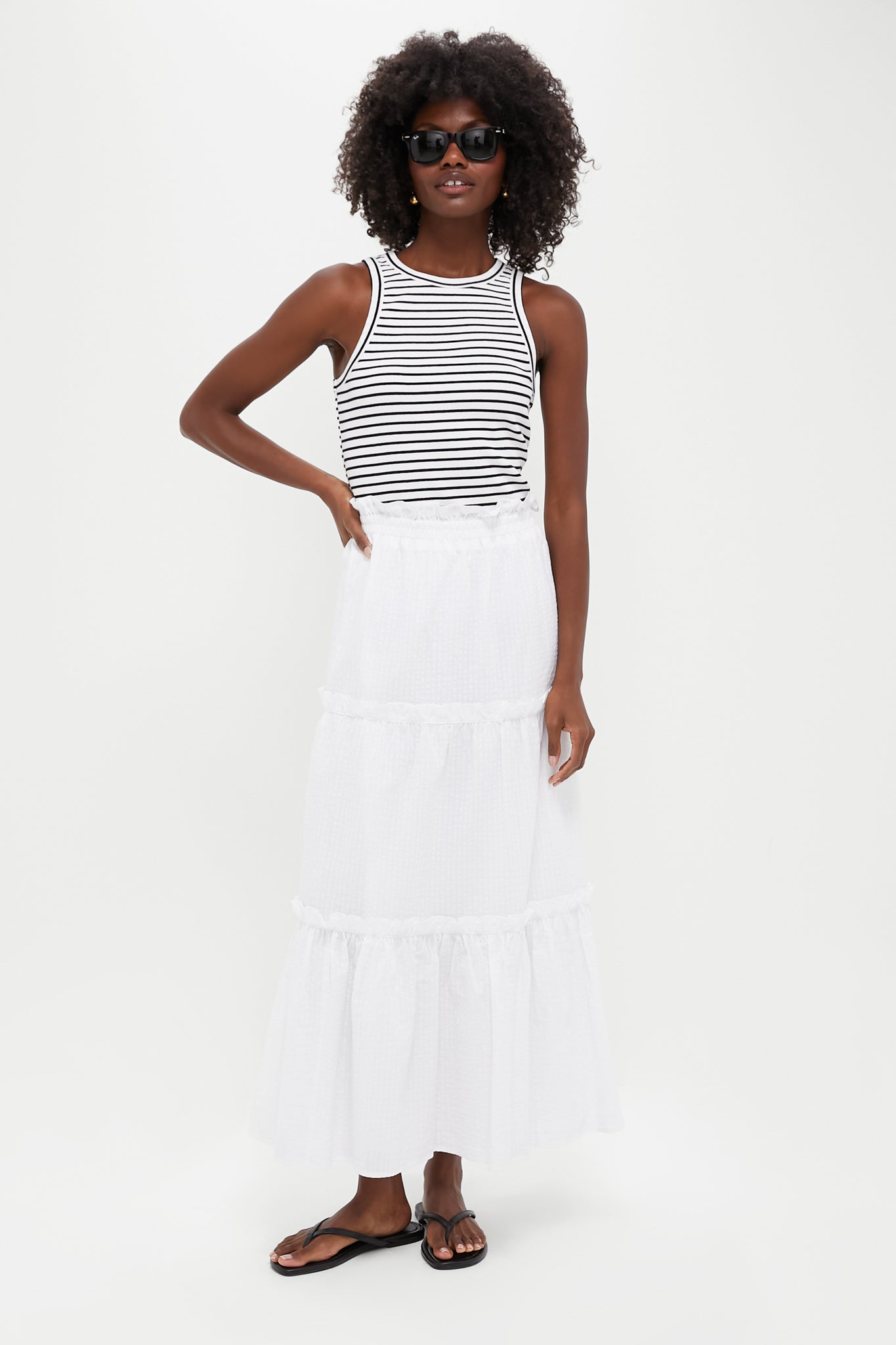 White Seersucker Prado Skirt-Get Girly