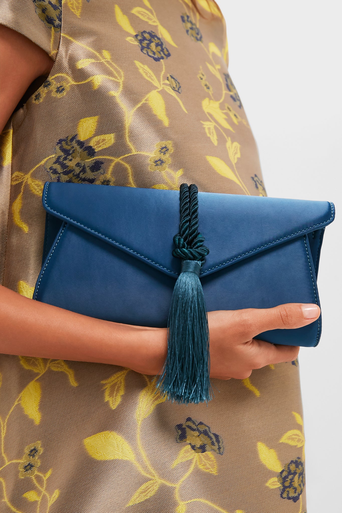 Peacock Blue Satin Gabrielle Clutch-Get Girly