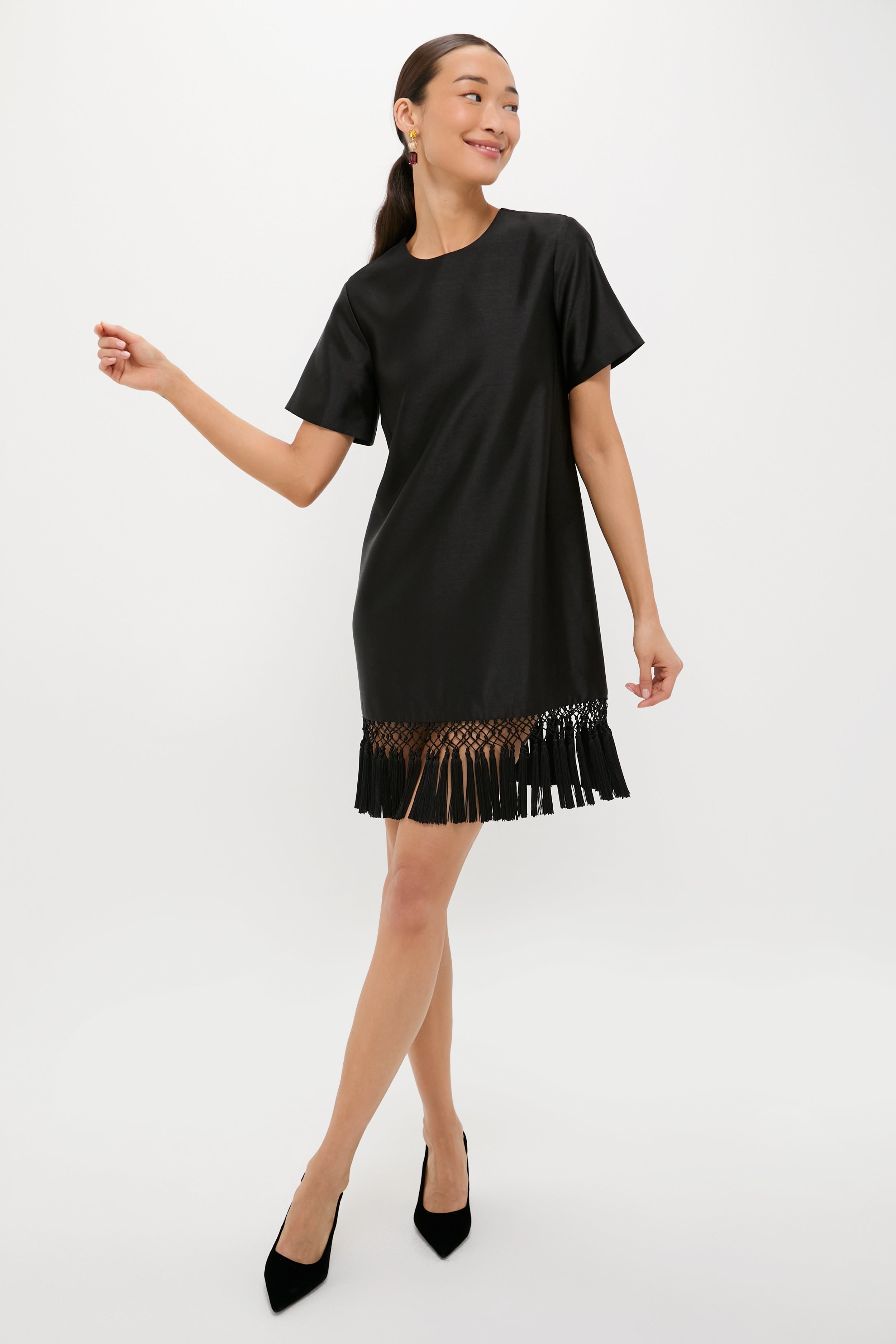 Black Dupioni Tassel Downing Dress-Get Girly