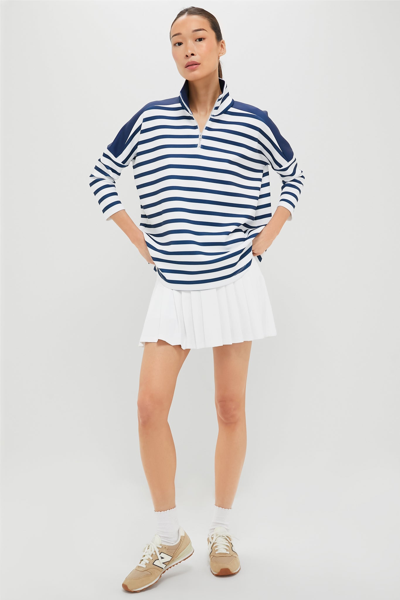 Blue and White Stripe Hudson Quarter Zip-Get Girly