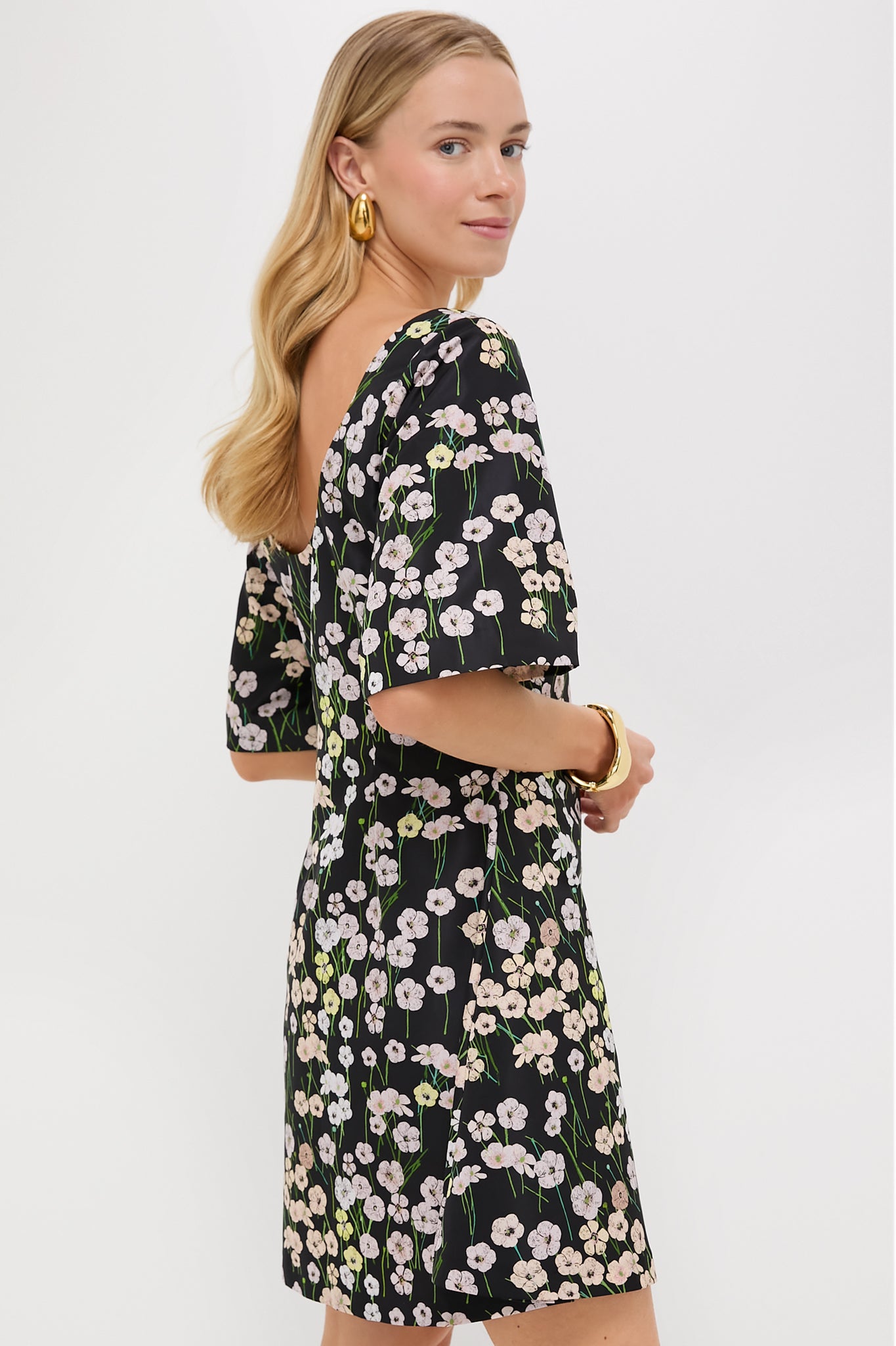 Black Buttercups Short Manou Dress-Get Girly